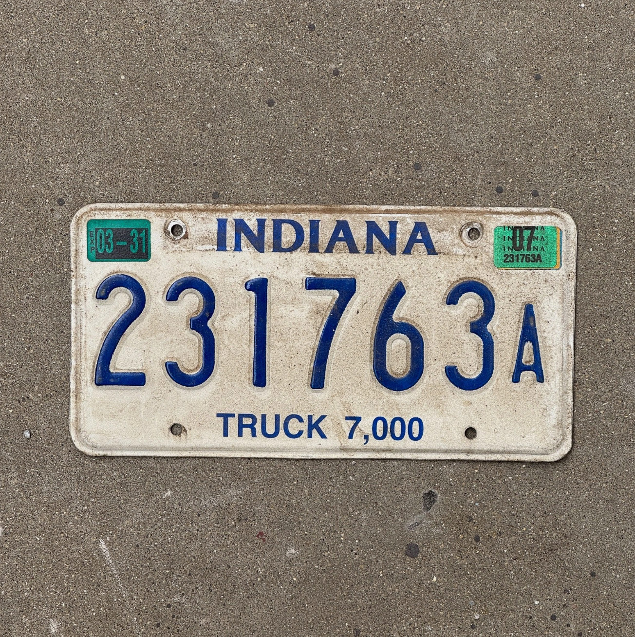 Photo of a 2007 Indiana Truck License Plate Auto Tag Garage Decor 231763 A