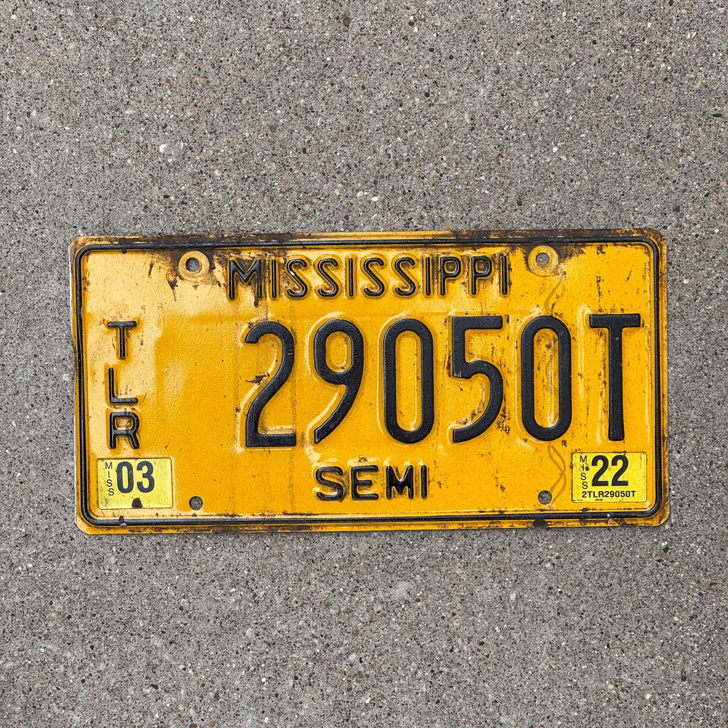 Photo of a 2008 2022 Mississippi SEMI TRAILER License Plate Auto Tag Garage Decor Vintage Yellow 29050T