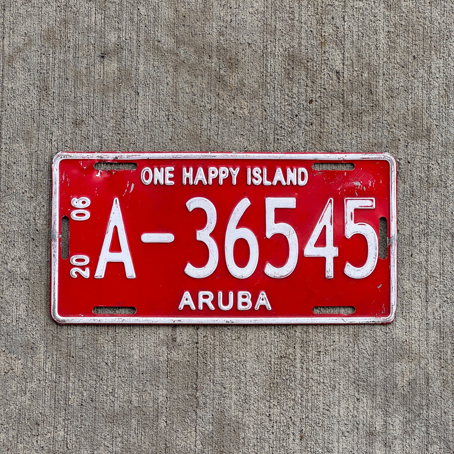 Photo of a 2008 Aruba License Plate Auto Tag Garage Decor Vintage A 36545 with original patina
