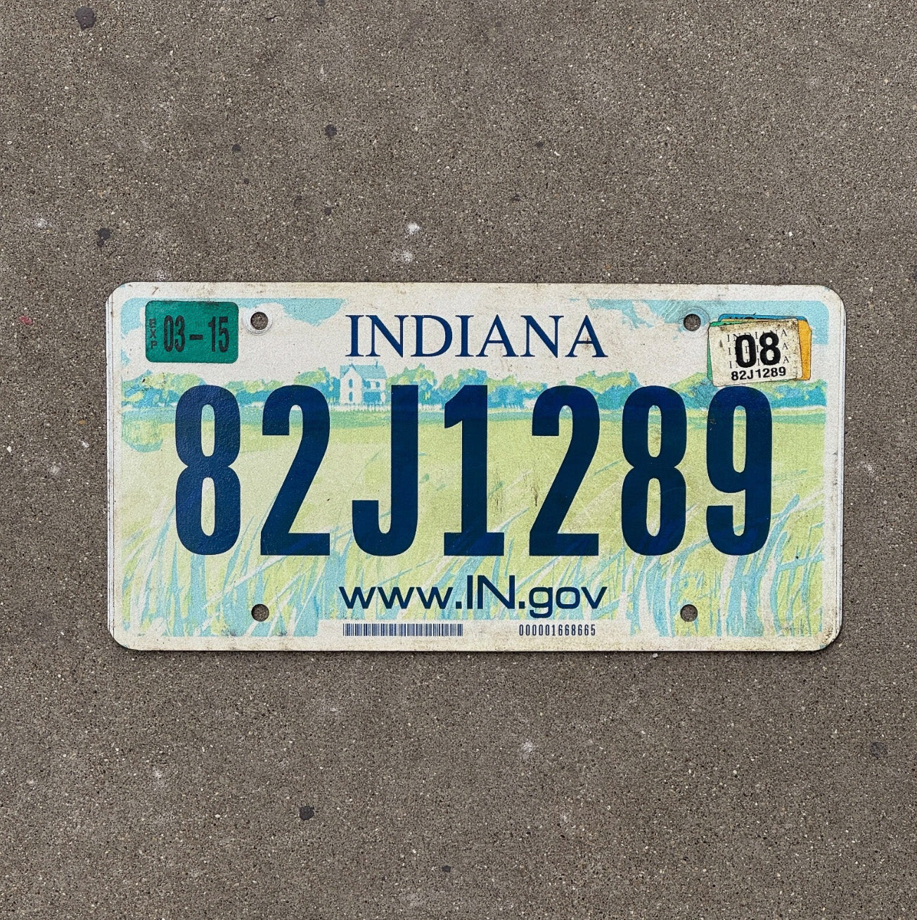 Photo of a 2008 Indiana License Plate Auto Tag Garage Decor 82 J 1289
