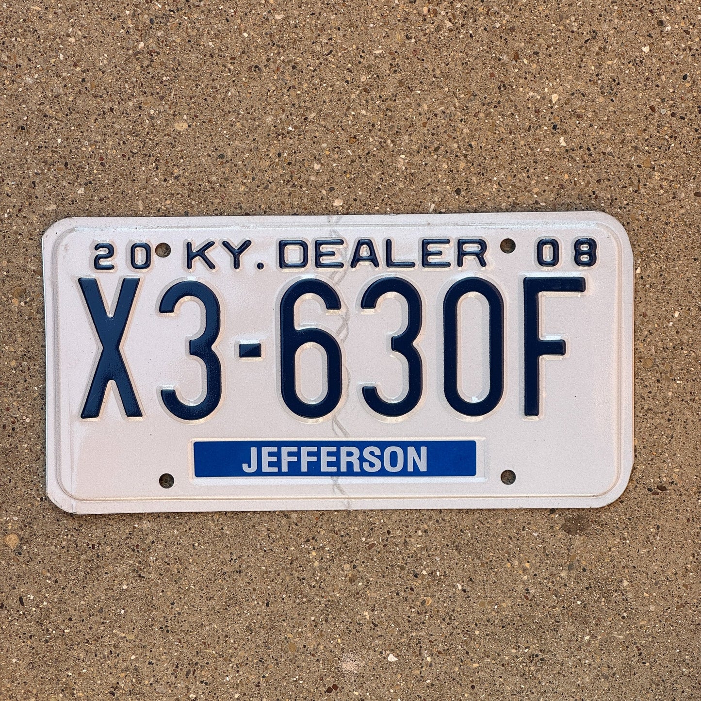 Photo of a 2008 Kentucky Dealer License Plate Auto Tag Garage Decor Vintage Jefferson County X3 630F