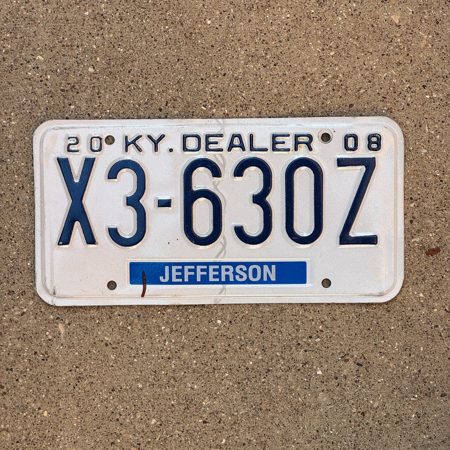 Photo of a 2008 Kentucky Dealer License Plate Auto Tag Garage Decor Vintage Jefferson County X3 630Z