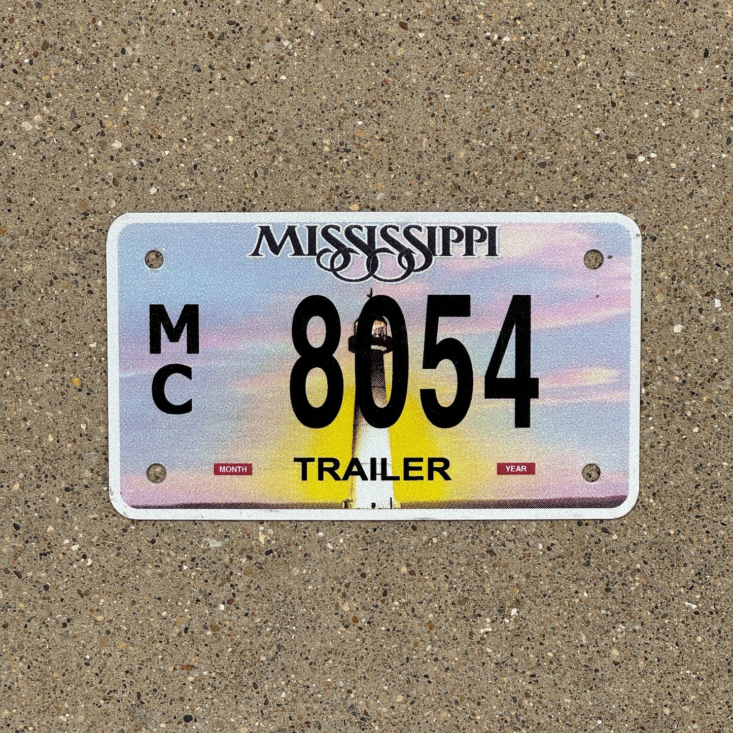 Photo of a 2008 Mississippi Motorcycle Trailer License Plate Auto Tag Garage Decor Vintage 8054