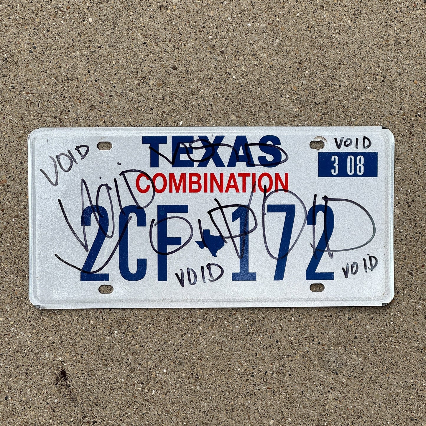 Photo of a 2008 Texas Combination License Plate Auto Tag Garage Decor Vintage S CF 172
