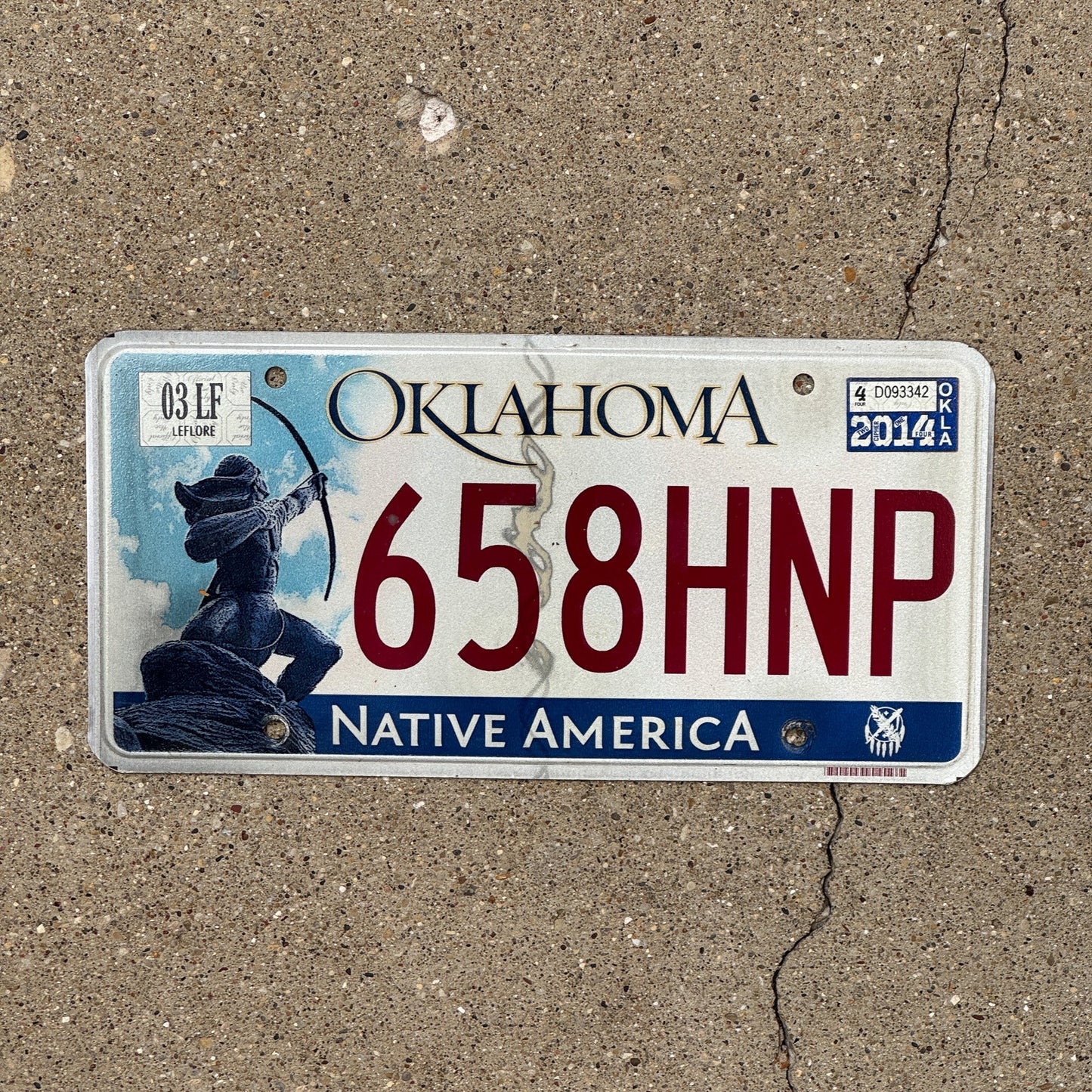 Photo of a 2009 2014 Oklahoma License Plate Auto Tag Garage Decor Vintage Native America 658 HNP
