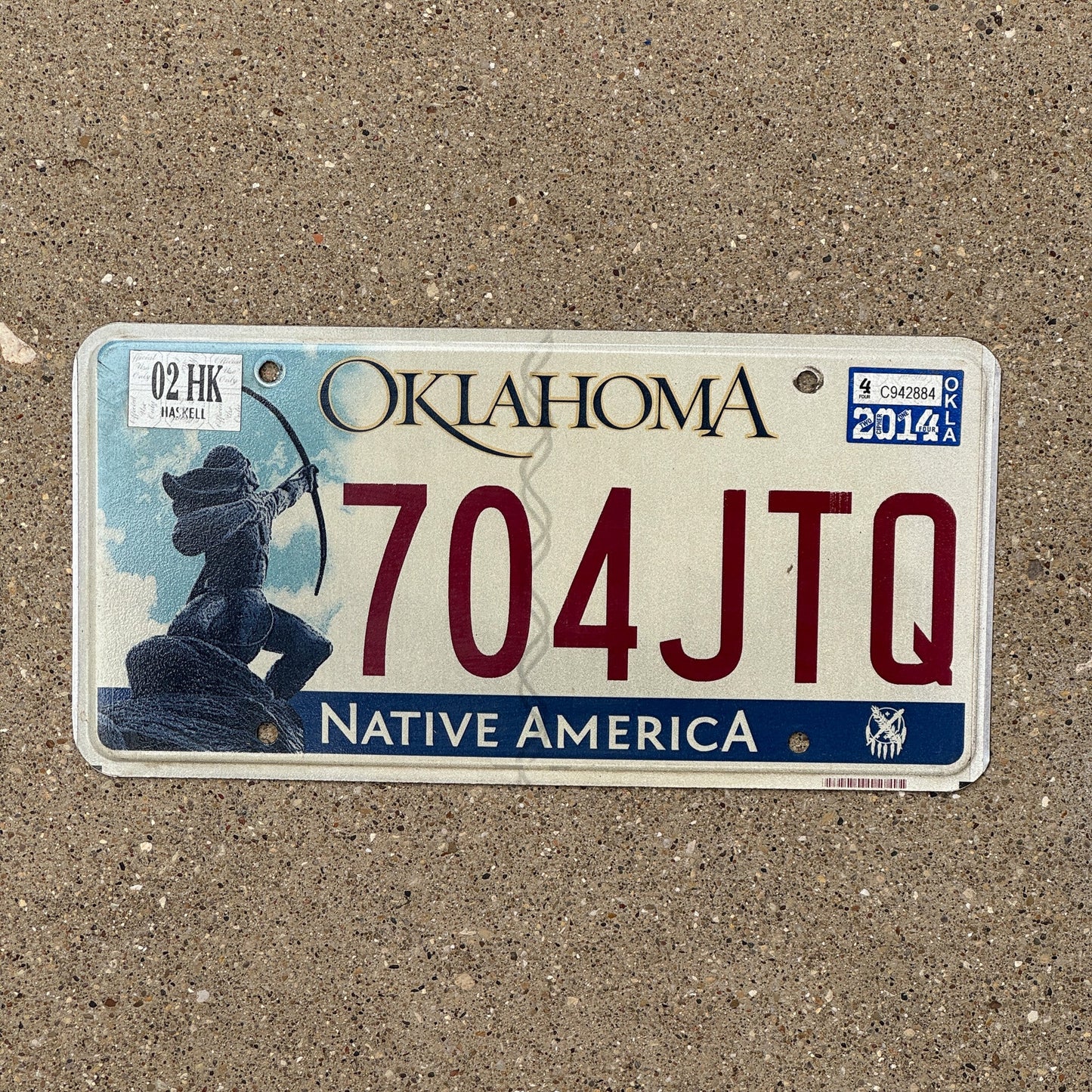 Photo of a 2009 2014 Oklahoma License Plate Auto Tag Garage Decor Vintage Native America 704 JTQ