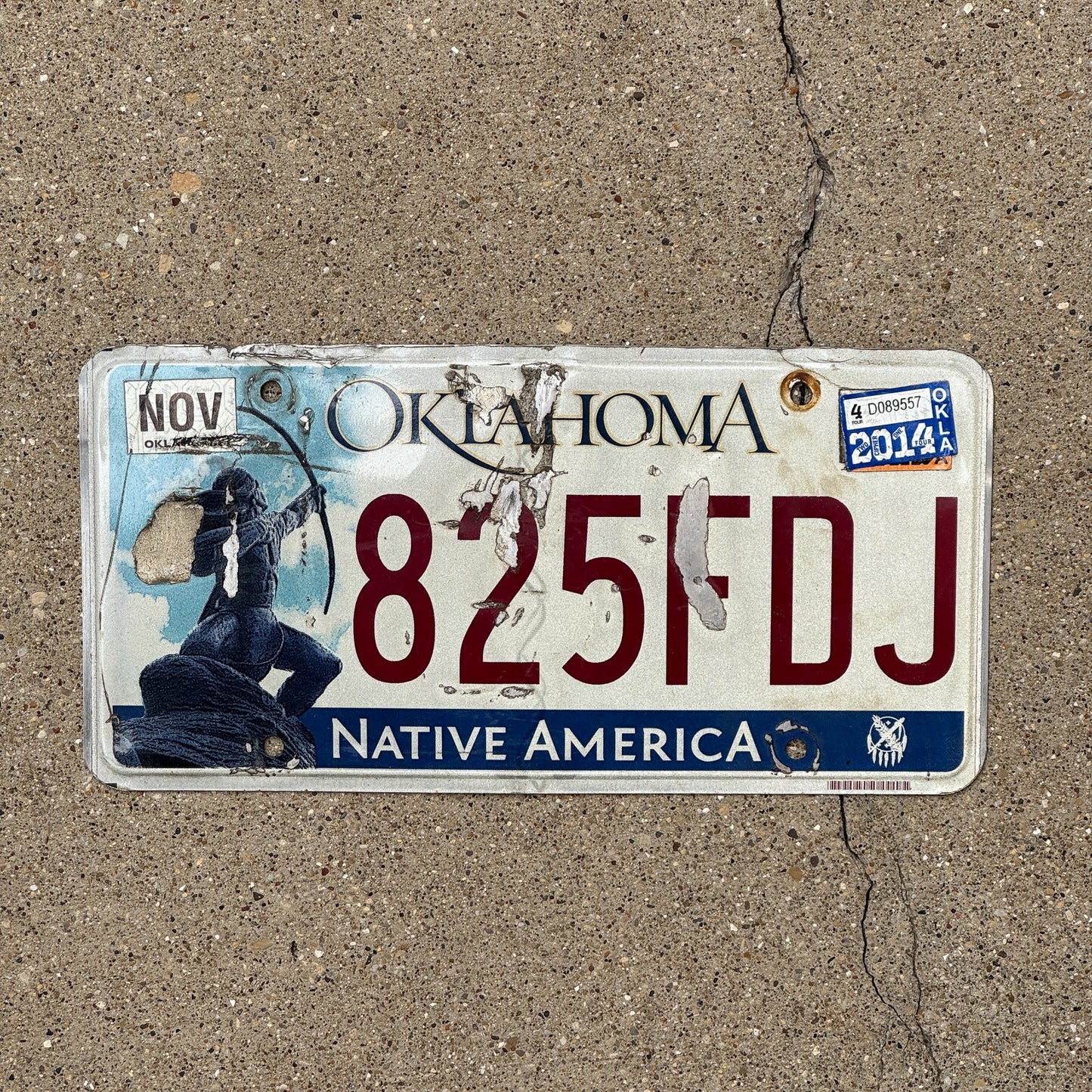 Photo of a 2009 2014 Oklahoma License Plate Auto Tag Garage Decor Vintage Native America 825 FDJ