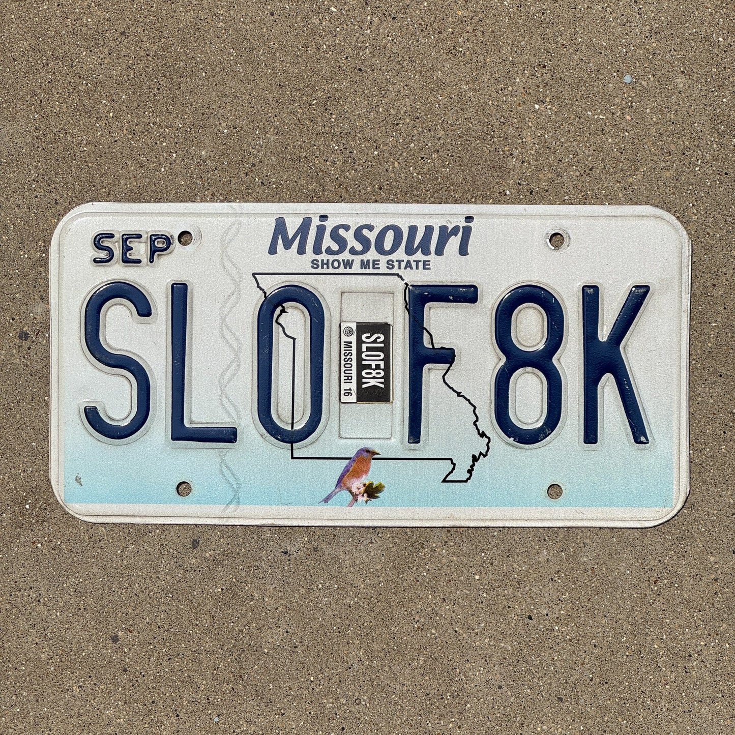 Photo of a 2009 2016 Missouri License Plate Auto Tag Garage Decor Vintage Regular Issue Slow Fake SL0 F8K