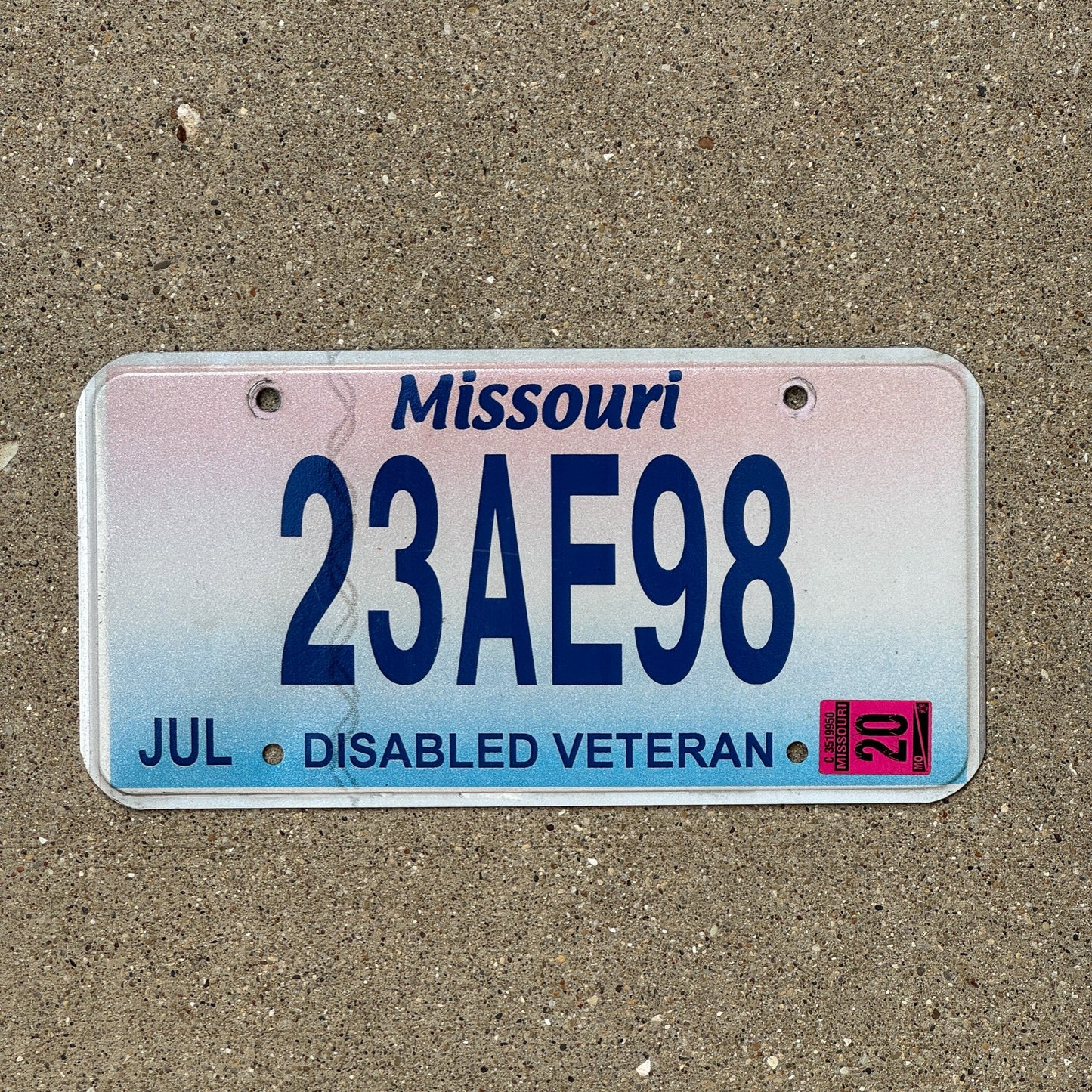 Photo of a 2009 2020 Missouri Disabled Veteran License Plate Auto Tag 1 Garage Decor 23 AE 98