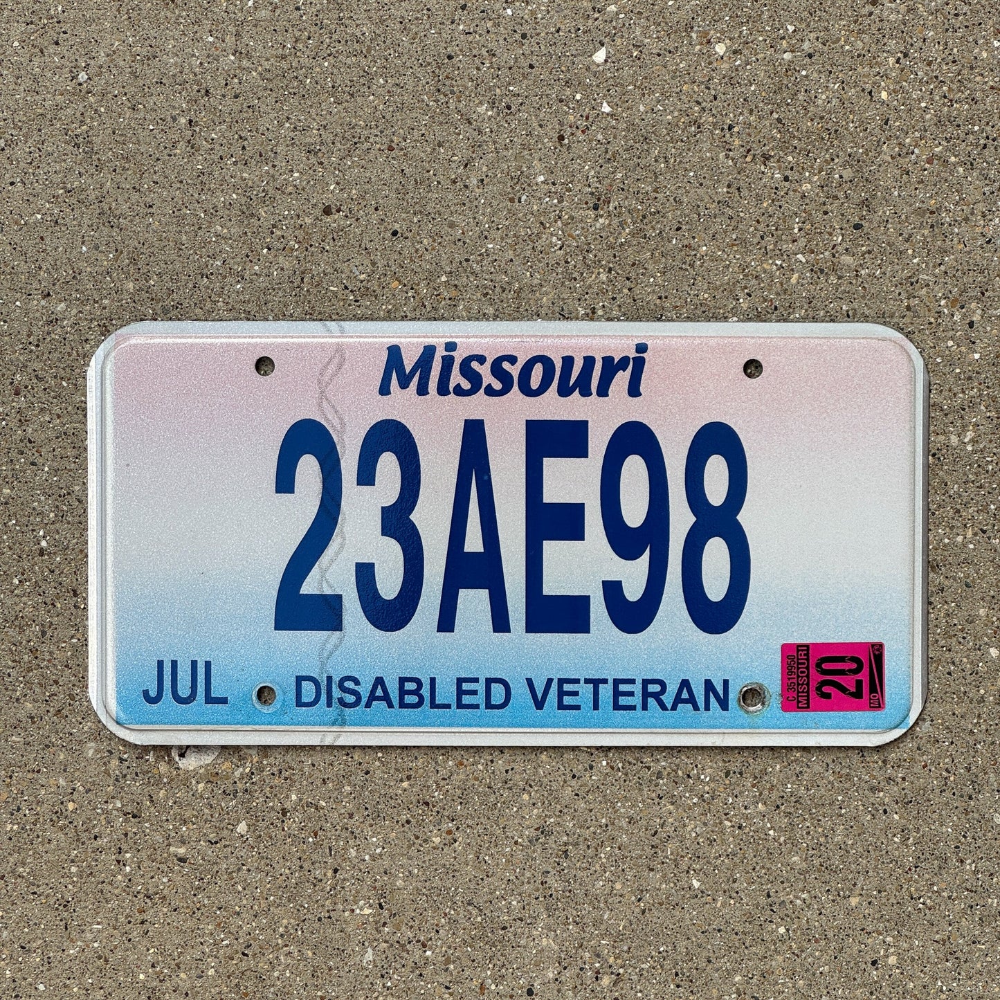 Photo of a 2009 2020 Missouri Disabled Veteran License Plate Auto Tag 2 Garage Decor 23 AE 98