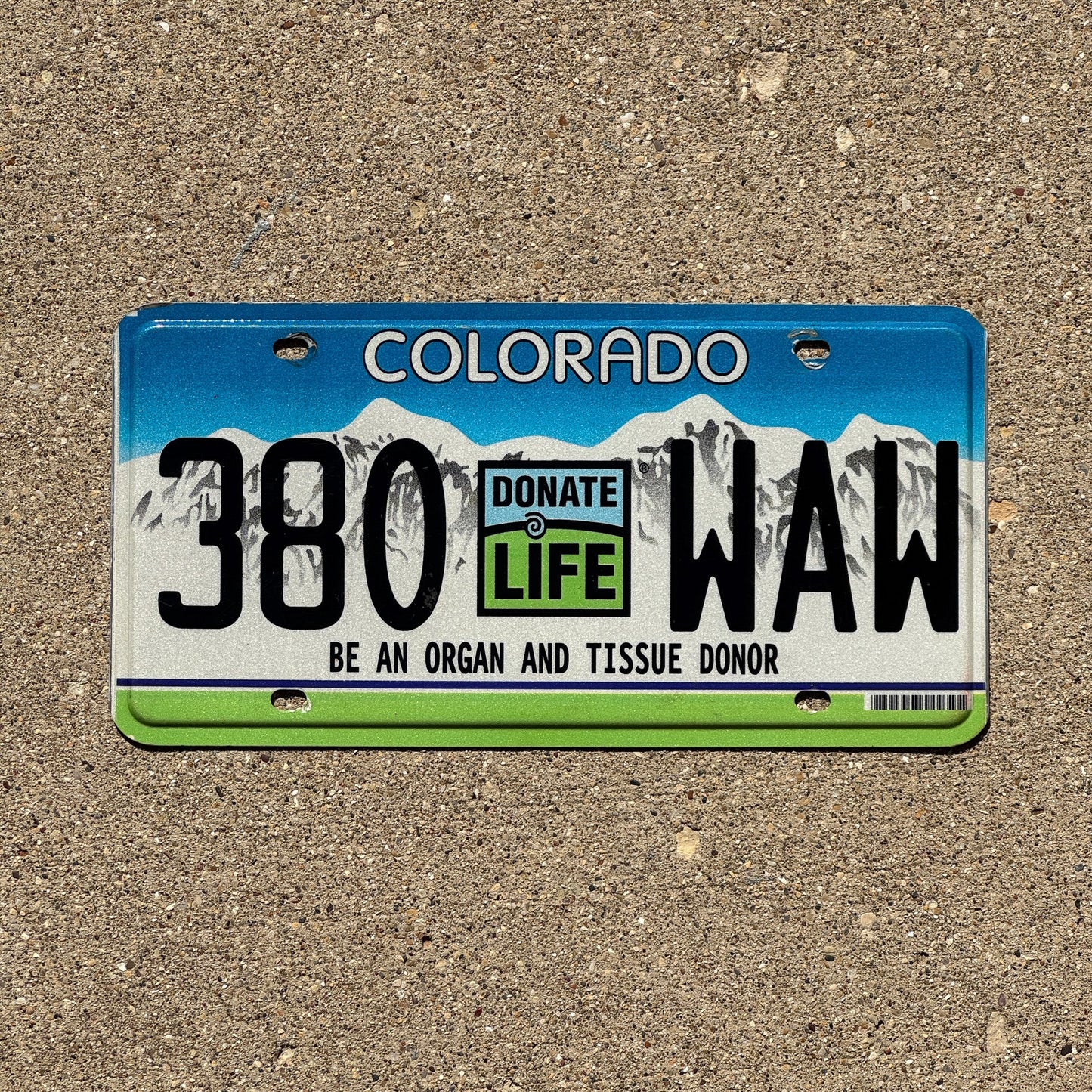 Photo of a 2009 Colorado Graphic / Specialty License Plate Auto Tag Garage Decor Vintage Donate Life Organ Donor 380 WAW