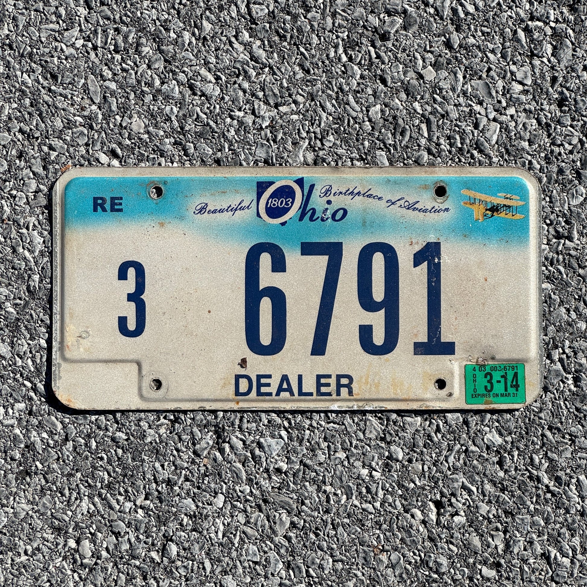 Photo of a 2010 2014 Ohio Dealer License Plate Auto Tag Garage Decor Vintage 3 6791