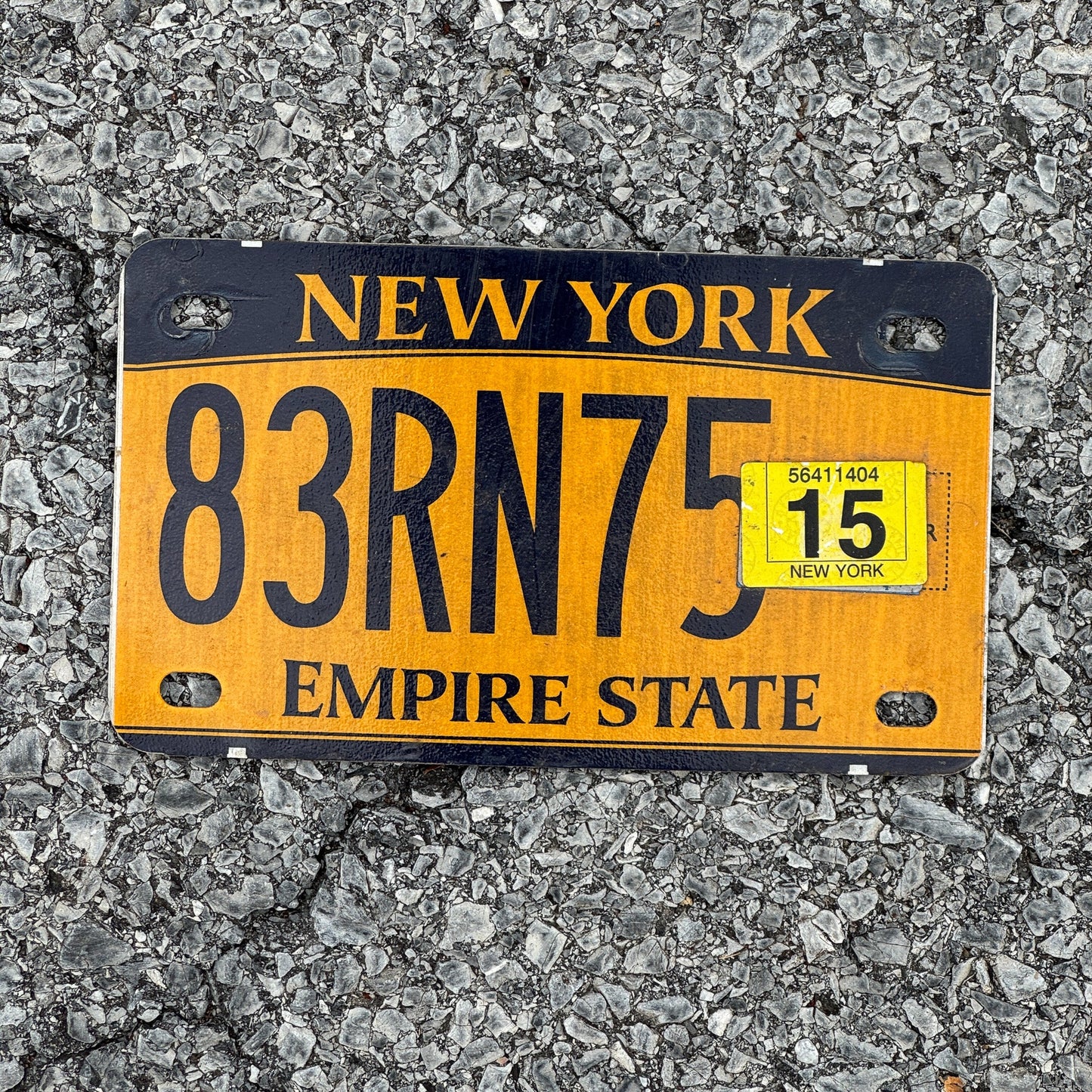 Photo of a 2010 2015 New York Motorcycle License Plate Auto Tag Garage Decor Vintage 83RN75