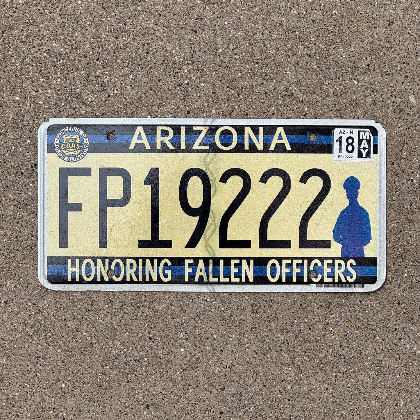 Photo of a 2010 2018 Arizona Graphic / Specialty License Plate Auto Tag Garage Decor Vintage Repeat Repeating Fallen Officers FP 19 222