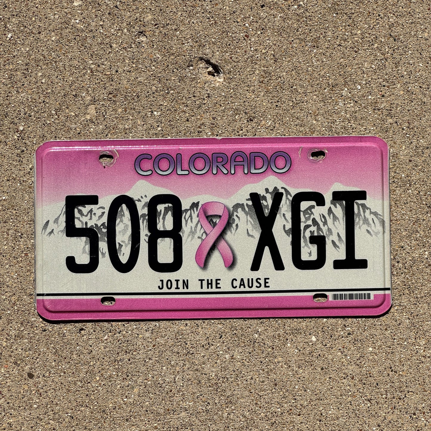 Photo of a 2010 Colorado Graphic / Specialty License Plate Auto Tag Garage Decor Vintage Breast Cancer Cure 508 XGI