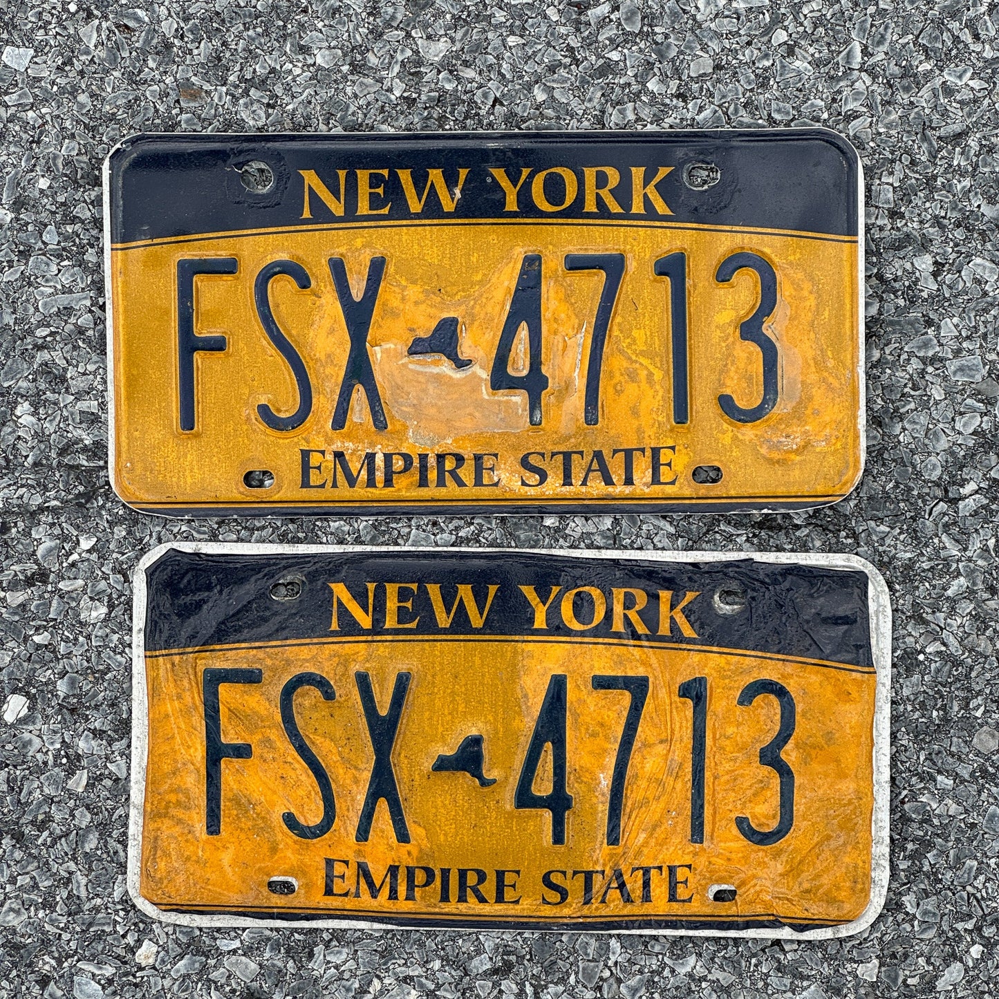 Photo of a 2010 New York License Plate Pair Auto Tag Garage Decor Vintage FSX 4713