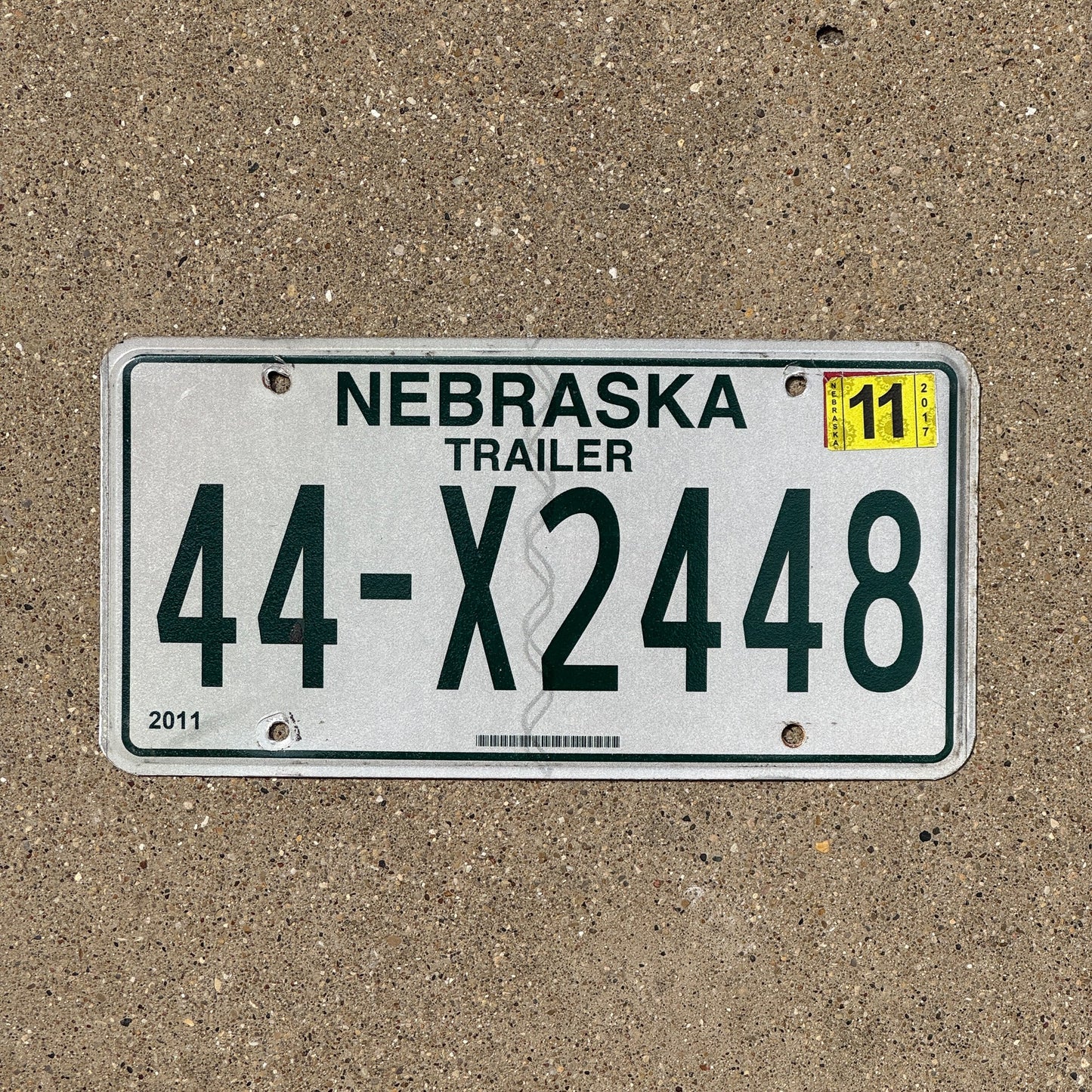 Photo of a 2011 2017 Nebraska Trailer License Plate Auto Tag Garage Decor Vintage 44 X 2448