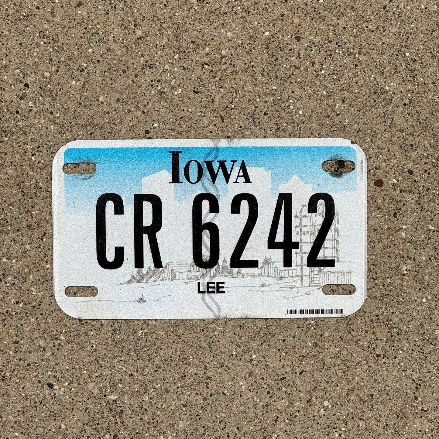 Photo of a 2012 Iowa Motorcycle License Plate Auto Tag Garage Decor Vintage Lee County CR 6242