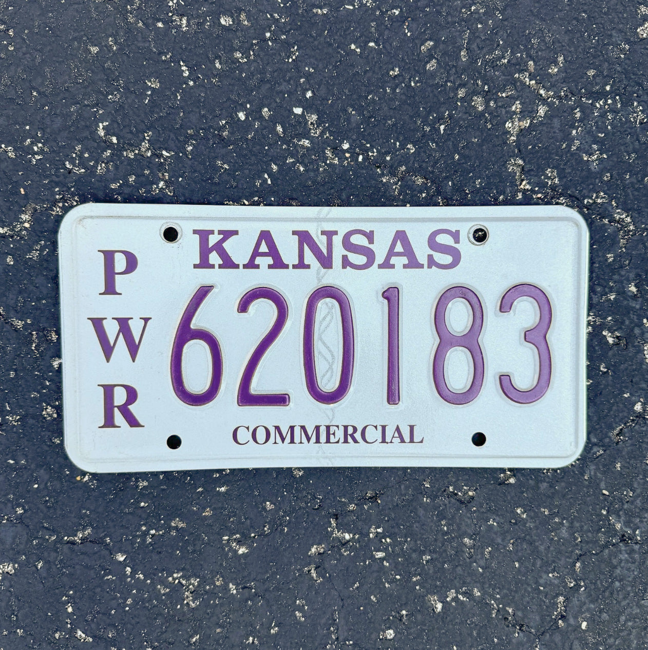 Photo of a 2012 Kansas PWR Commercial License Plate Auto Tag Garage Decor Vintage 620183