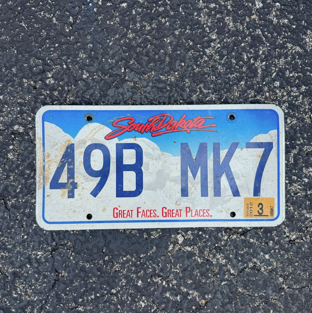 Photo of a 2012 South Dakota License Plate Auto Tag Garage Decor Vintage 49 BMK 7