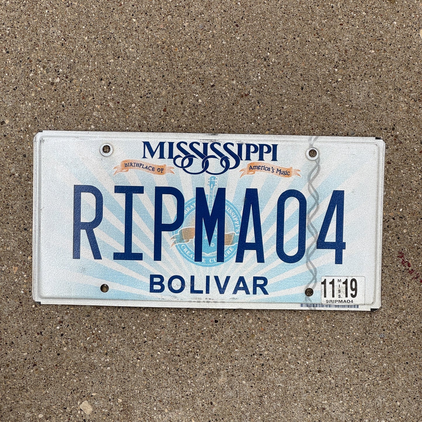 Photo of a 2013 2019 Mississippi VANITY License Plate Auto Tag Garage Decor Vintage RIP MA 04