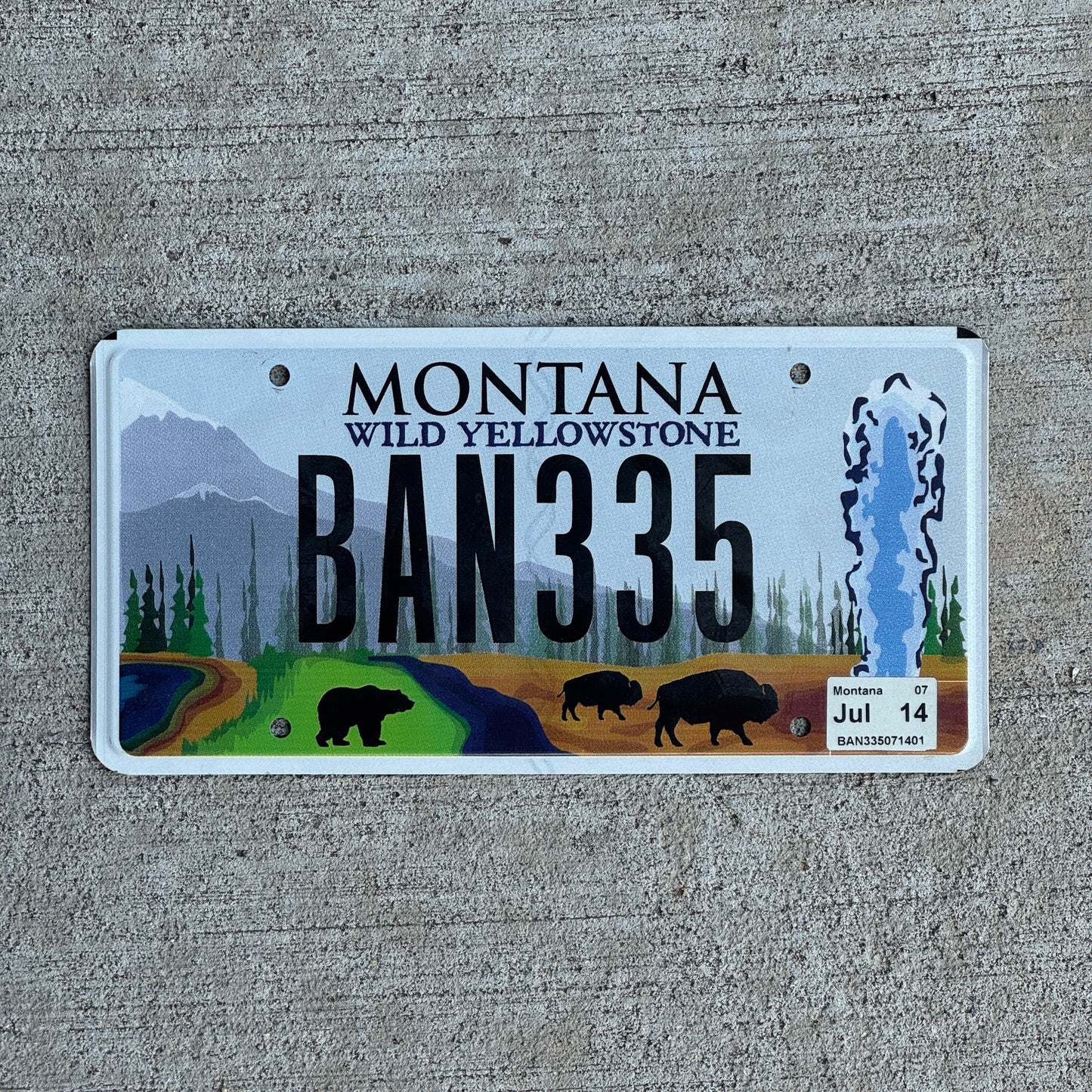 Photo of a 2013 Montana Graphic / Specialty License Plate Auto Tag Garage Decor Vintage Wild Yellowstone BAN 335