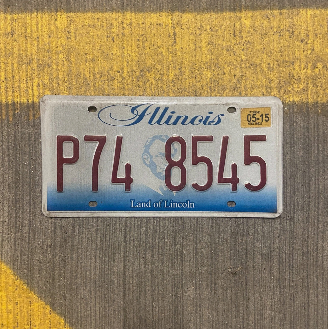 Photo of a 2015 Illinois License Plate Auto Tag Garage Decor Vintage P 74 8545