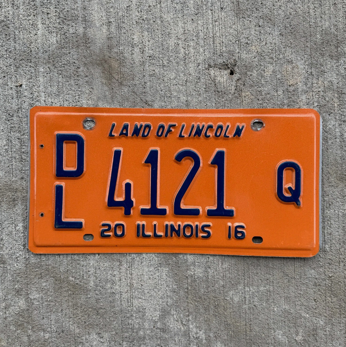 Photo of a 2016 Illinois DEALER License Plate Auto Tag Garage Decor Vintage License Plate Auto Tag Garage Decor Vintage Orange 4121 Q