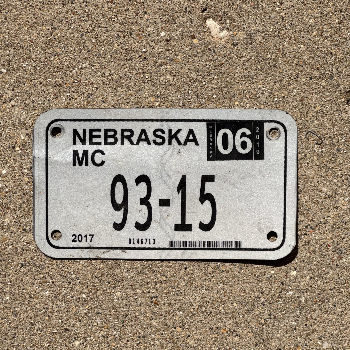 Photo of a 2017 2019 Nebraska MOTORYCLE License Plate Auto Tag Garage Decor Vintage Low Population Hooker County 93 15