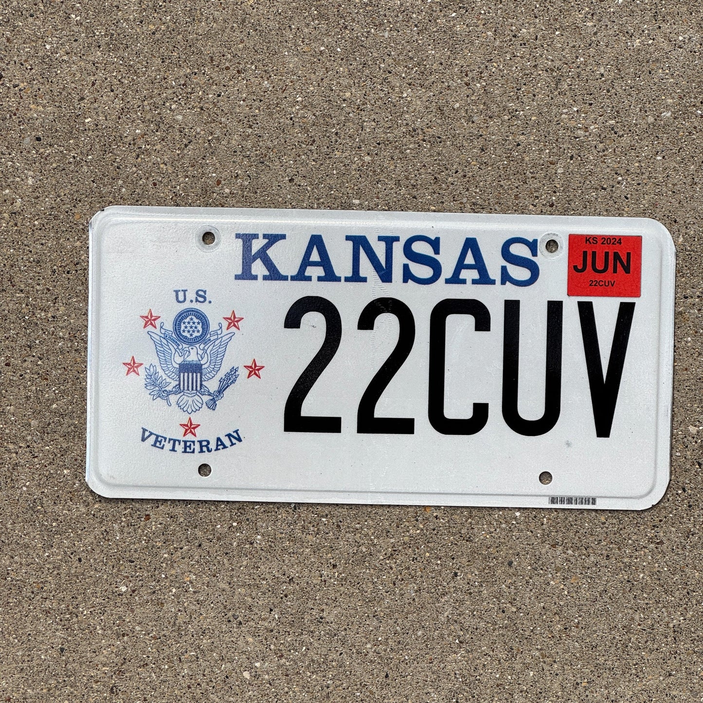 Photo of a 2018 2024 Kansas Veteran License Plate Auto Tag Garage Decor Vintage Military 22 CUV