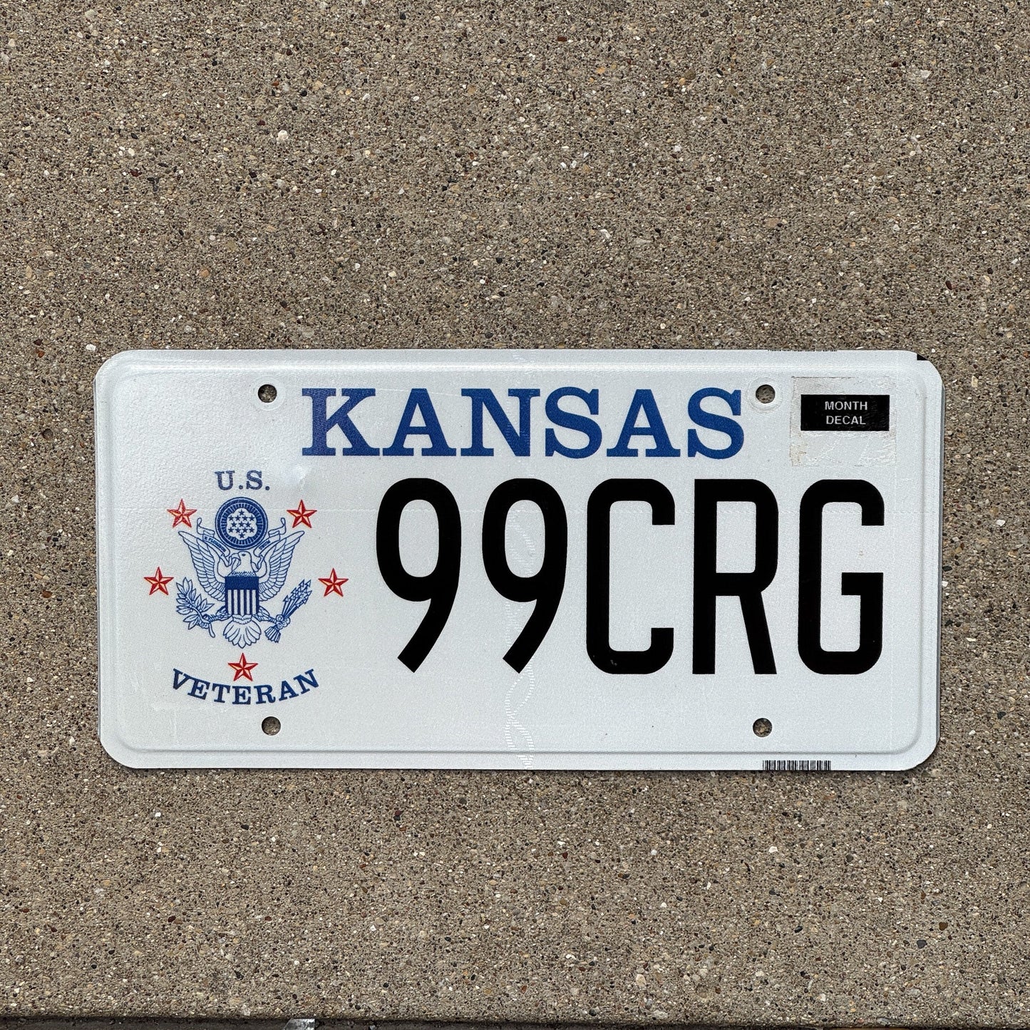 Photo of a 2018 Kansas Veteran License Plate Auto Tag Garage Decor Vintage Military 99 CRG