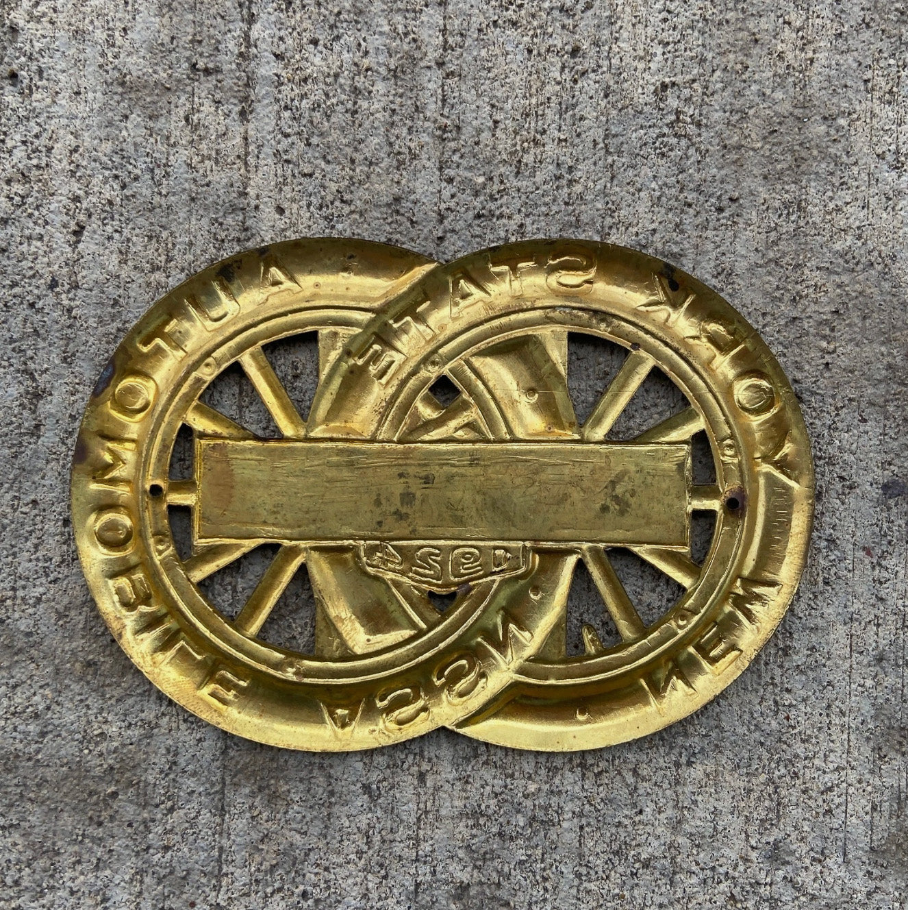 1924 Medina New York License Plate Topper Auto Tag AAA Brass Car Badge Motor Club Automobile
