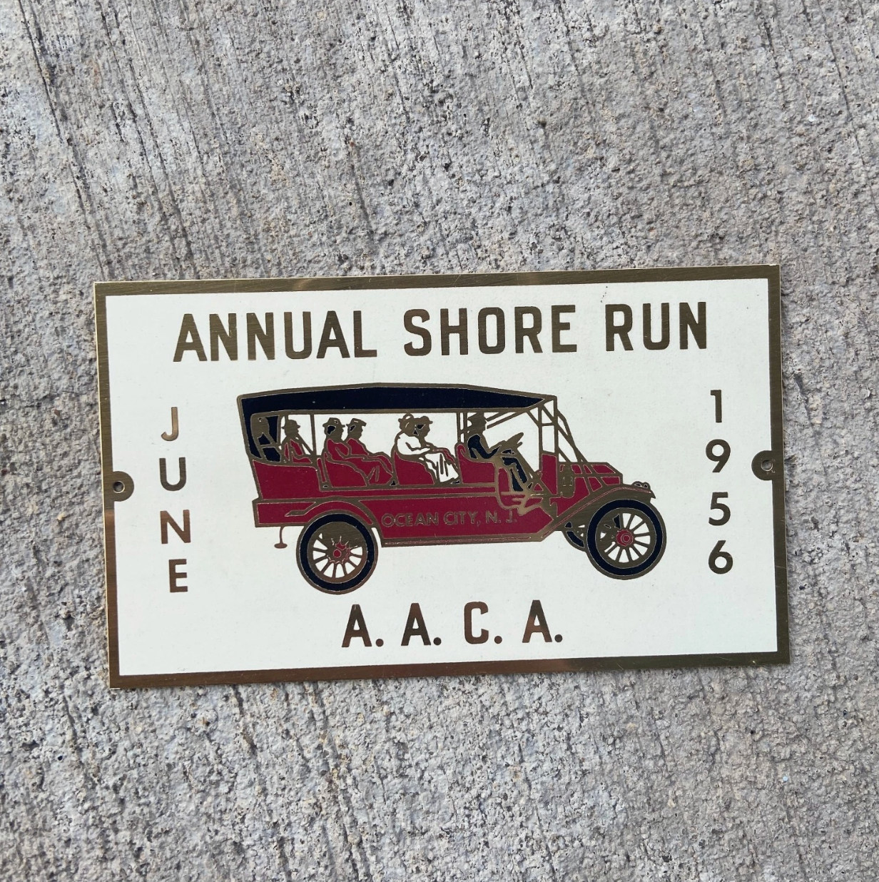 1956 Ocean City New Jersey AACA Antique Auto Car Dash Plaque Annual Shore Run