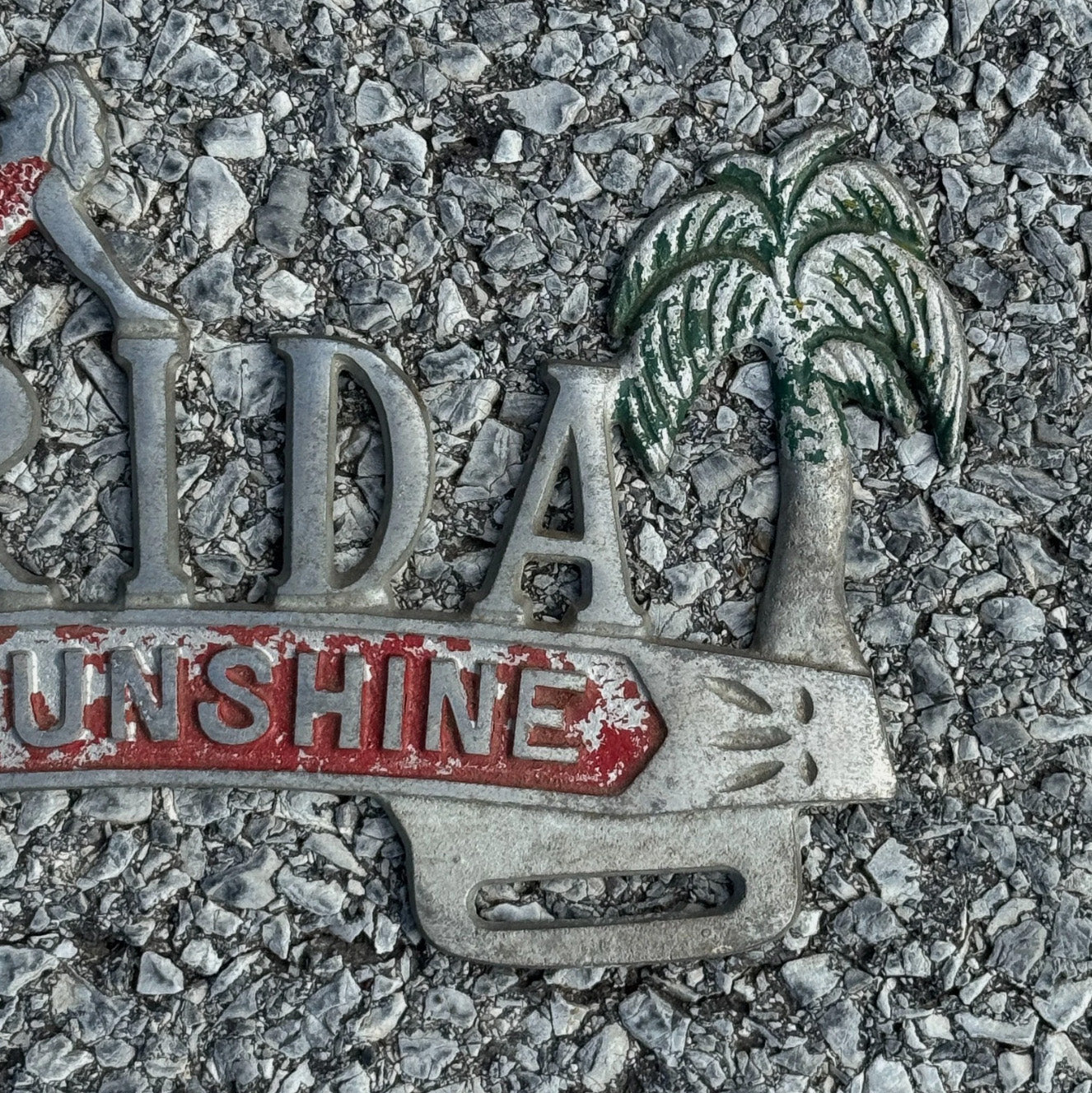 1950 Era Florida Florida License Plate Topper Auto Tag Cast Aluminum Nice Original