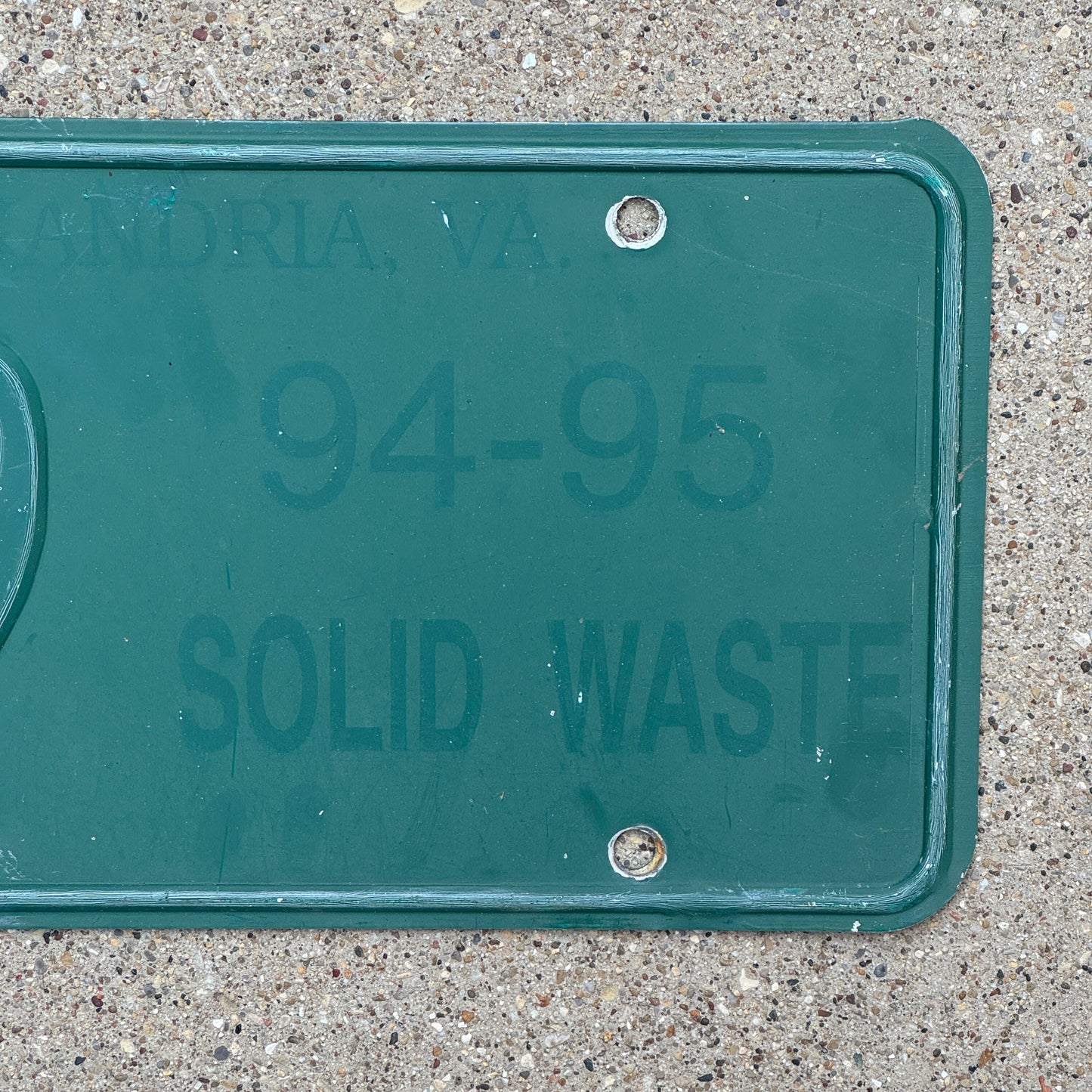 1994 Virginia Solid Waste License Plate Auto Tag 189