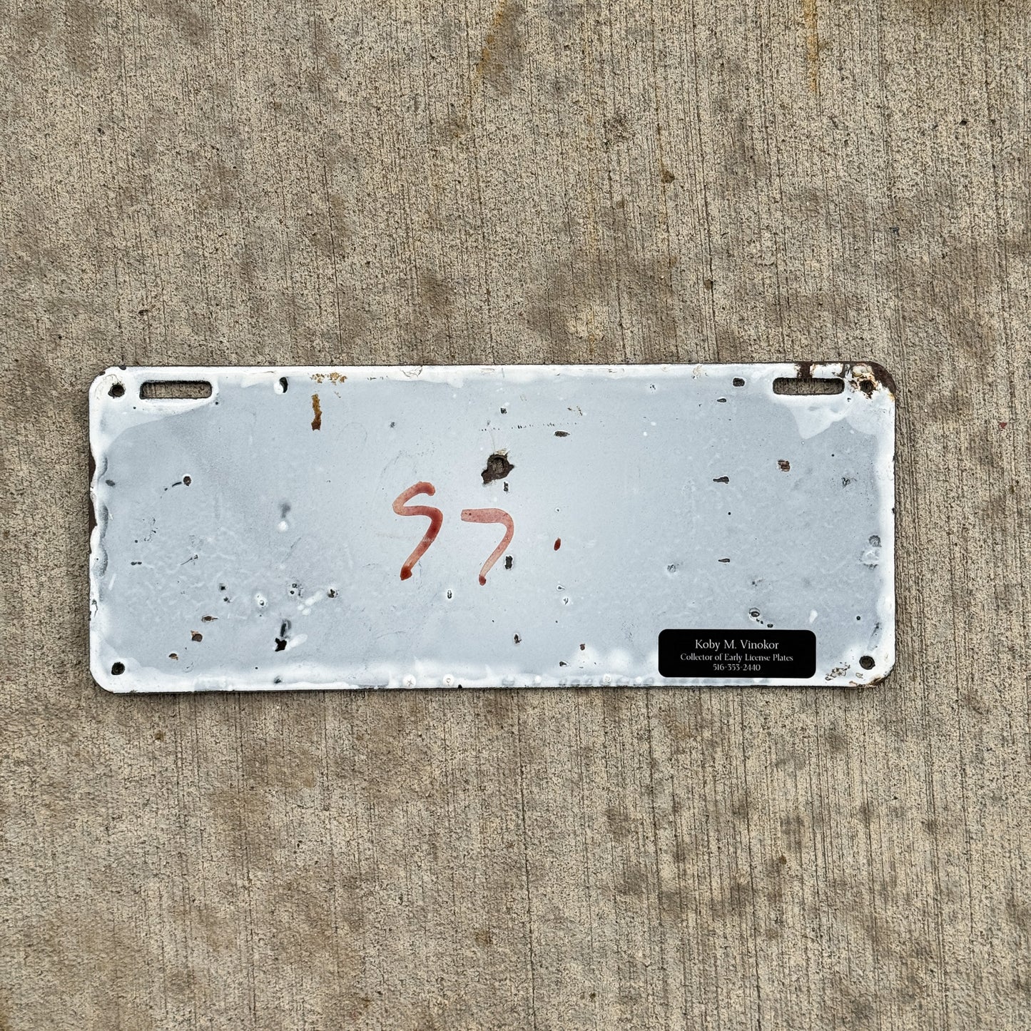 1907 Connecticut Porcelain License Plate Auto Tag September Firing C 6653