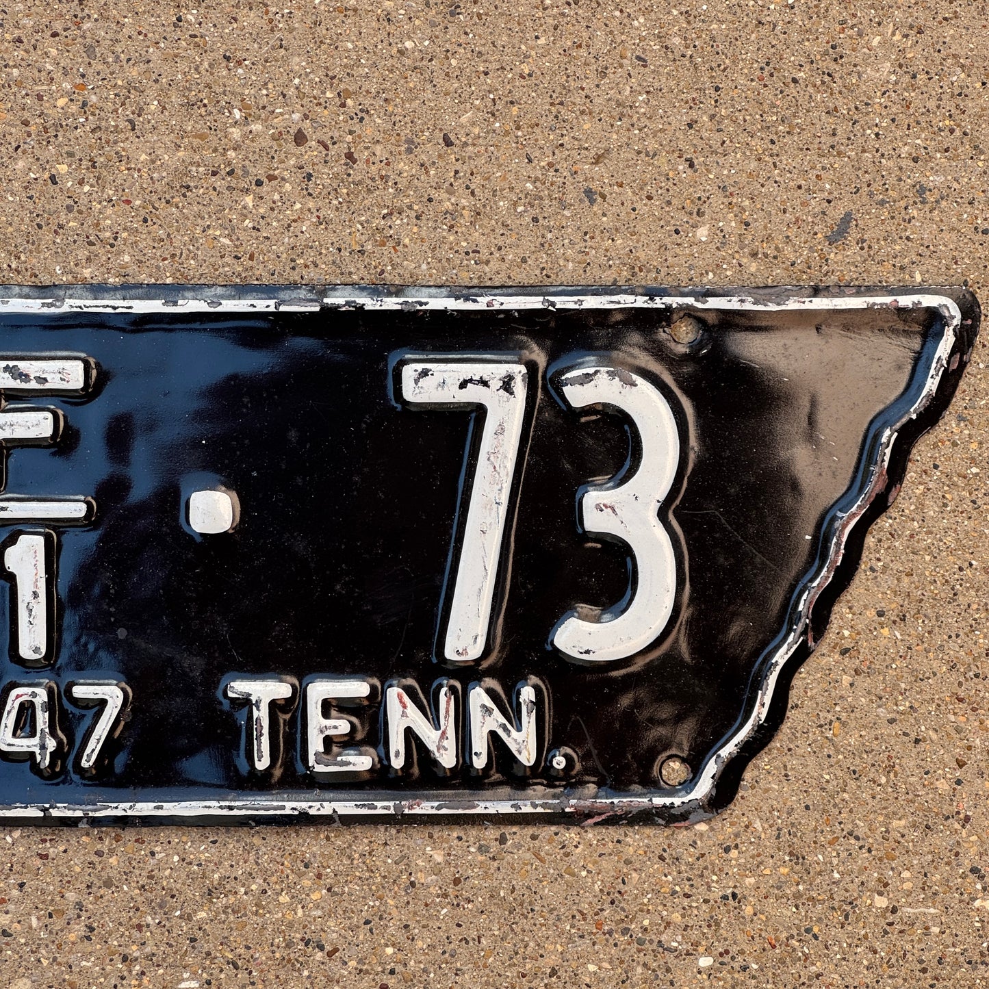 1947 Tennessee Farm License Plate Auto Tag State Shape 4 F1 73