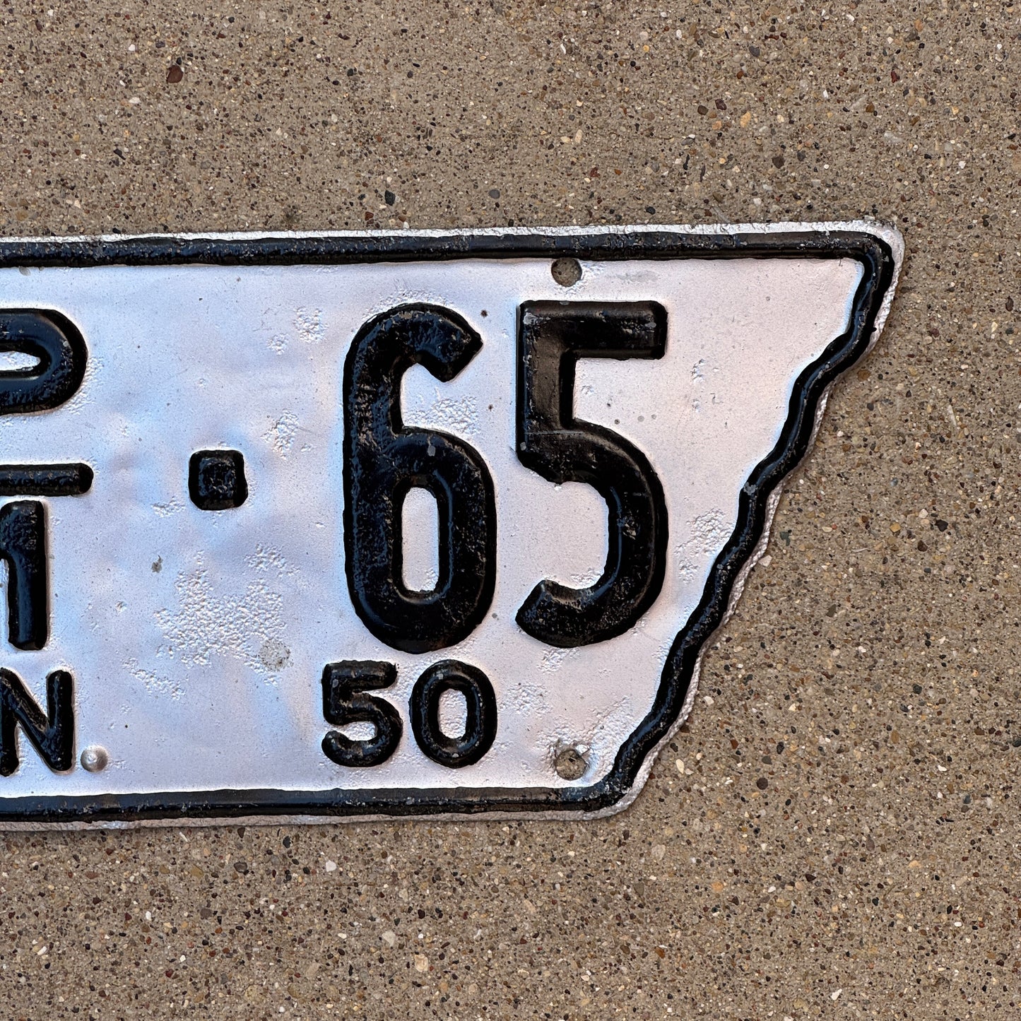 1950 Tennessee Truck License Plate Auto Tag State Shape 27 P1 65