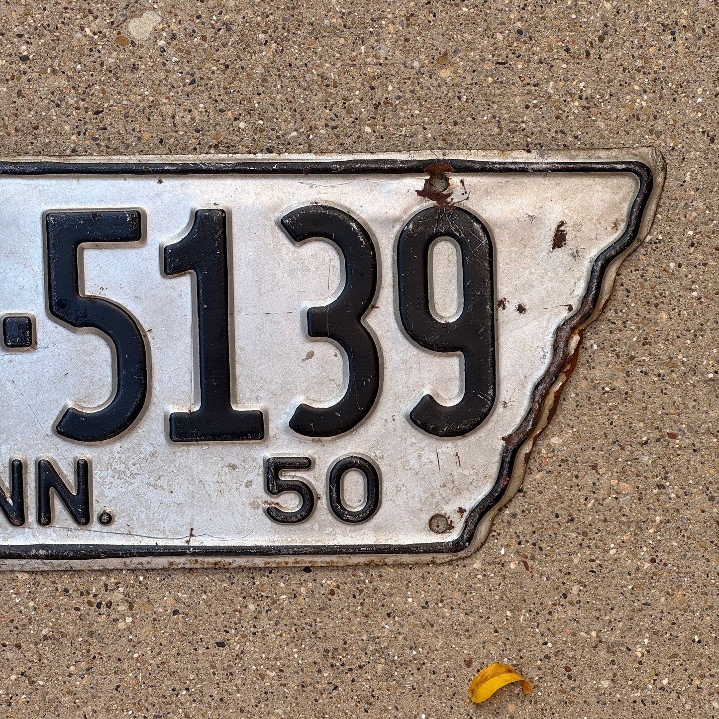 1950 Tennessee Farm License Plate Auto Tag State Shape 3 F2 5139