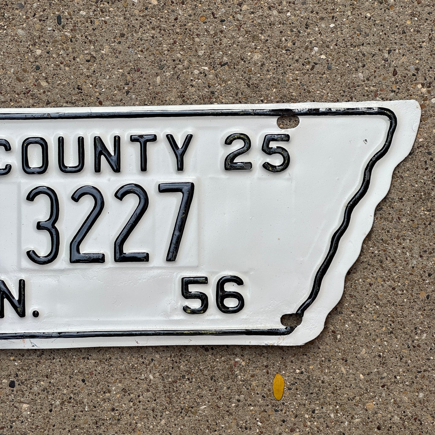 1956 Tennessee County License Plate Auto Tag State Shape GS 3227