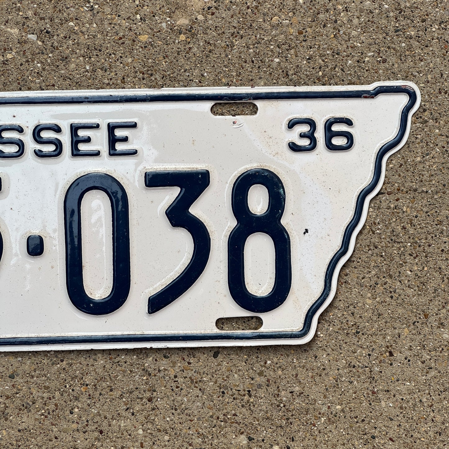 1936 Tennessee License Plate Auto Tag State Shape 165 038