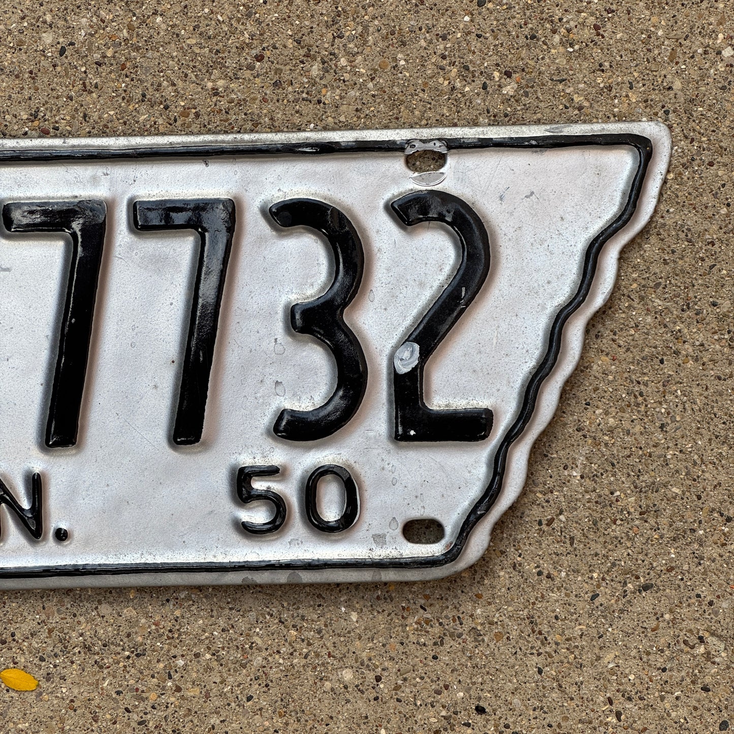 1950 Tennessee License Plate Auto Tag State Shape 9 7732