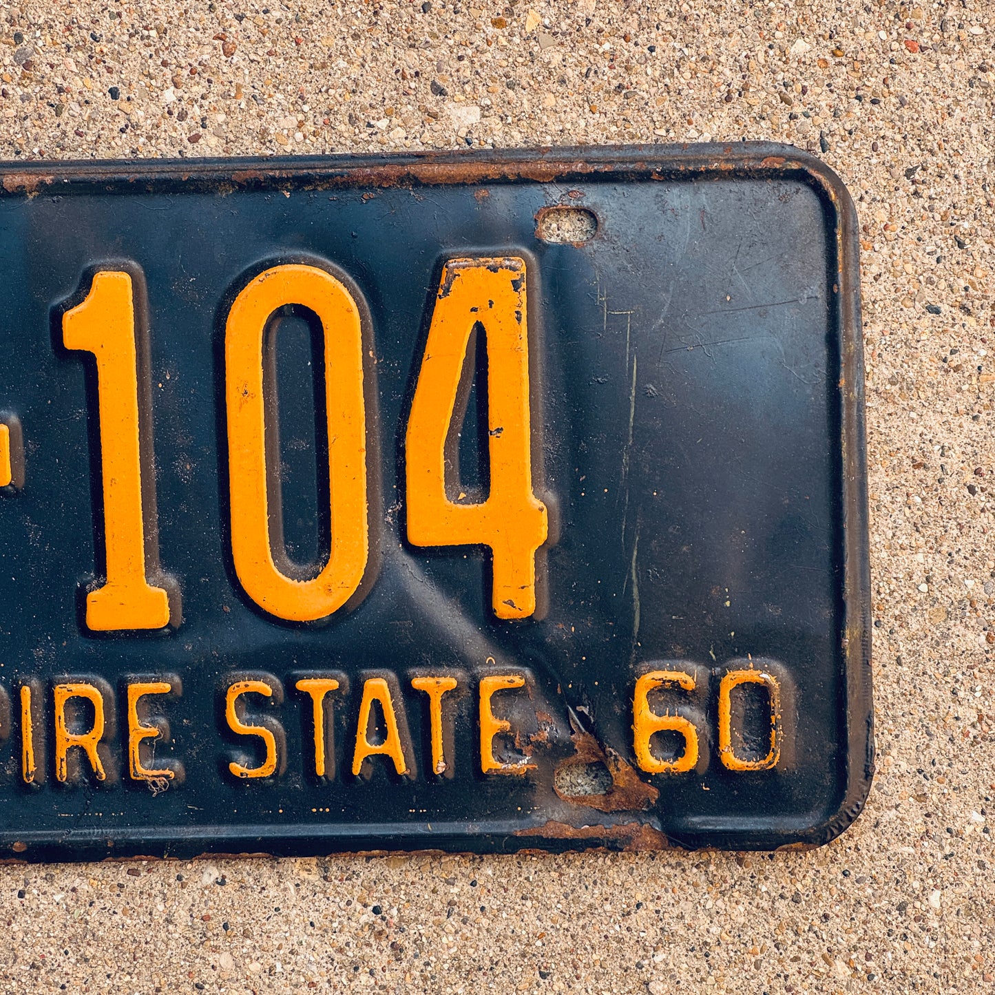 1960 New York License Plate Auto Tag W 104