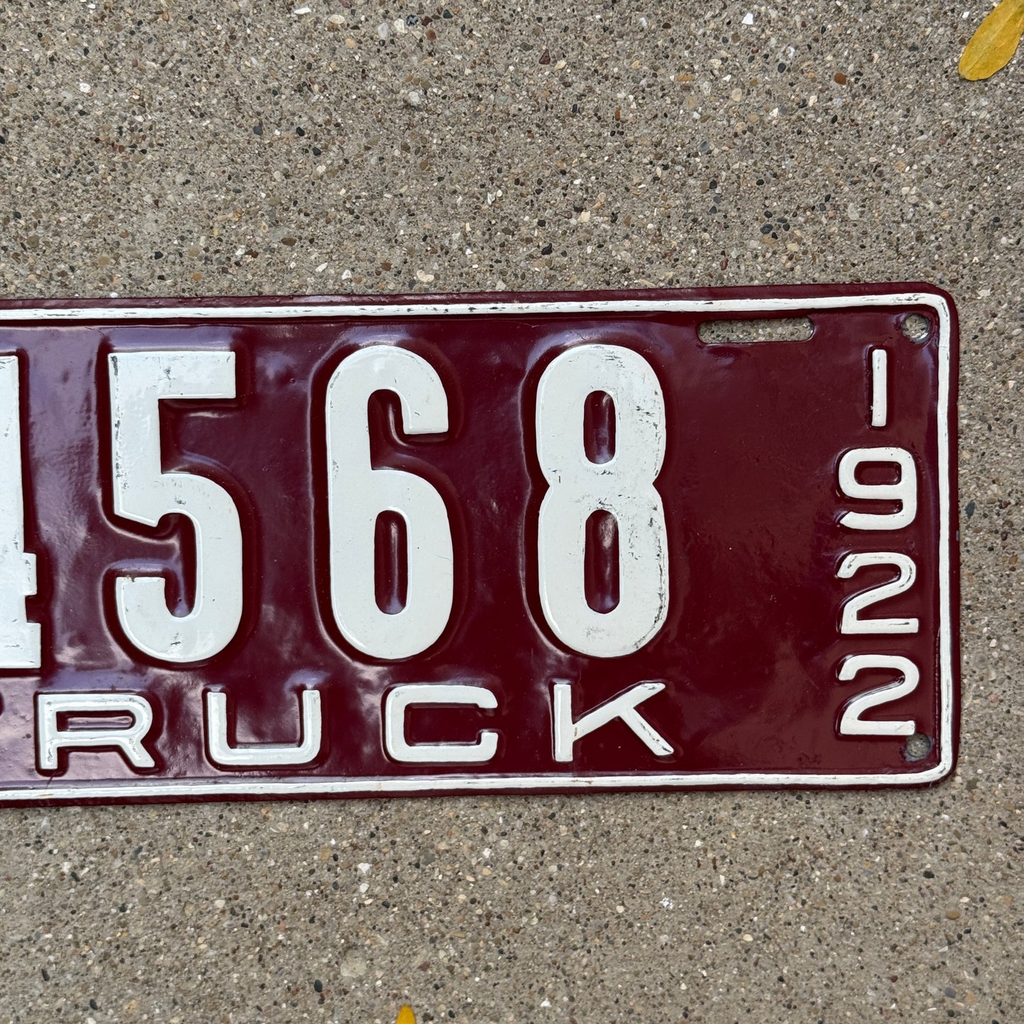 1922 Tennessee Truck License Plate Auto Tag Low Number Four Digit 4568