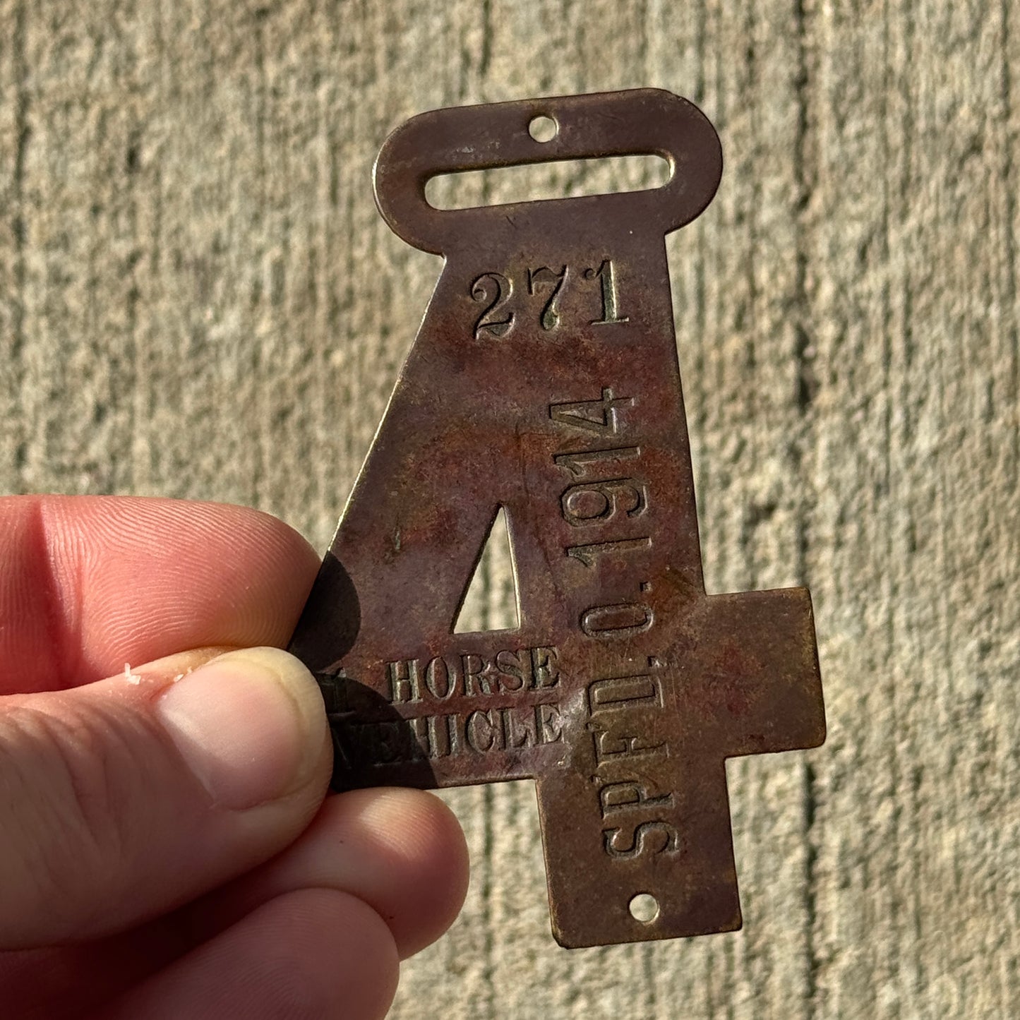 1914 Springfield Ohio 1 Horse Vehicle Auto Tag 271