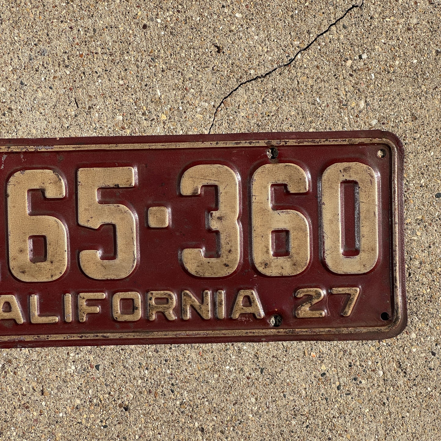 1927 California Commercial License Plate Auto Tag 165 360