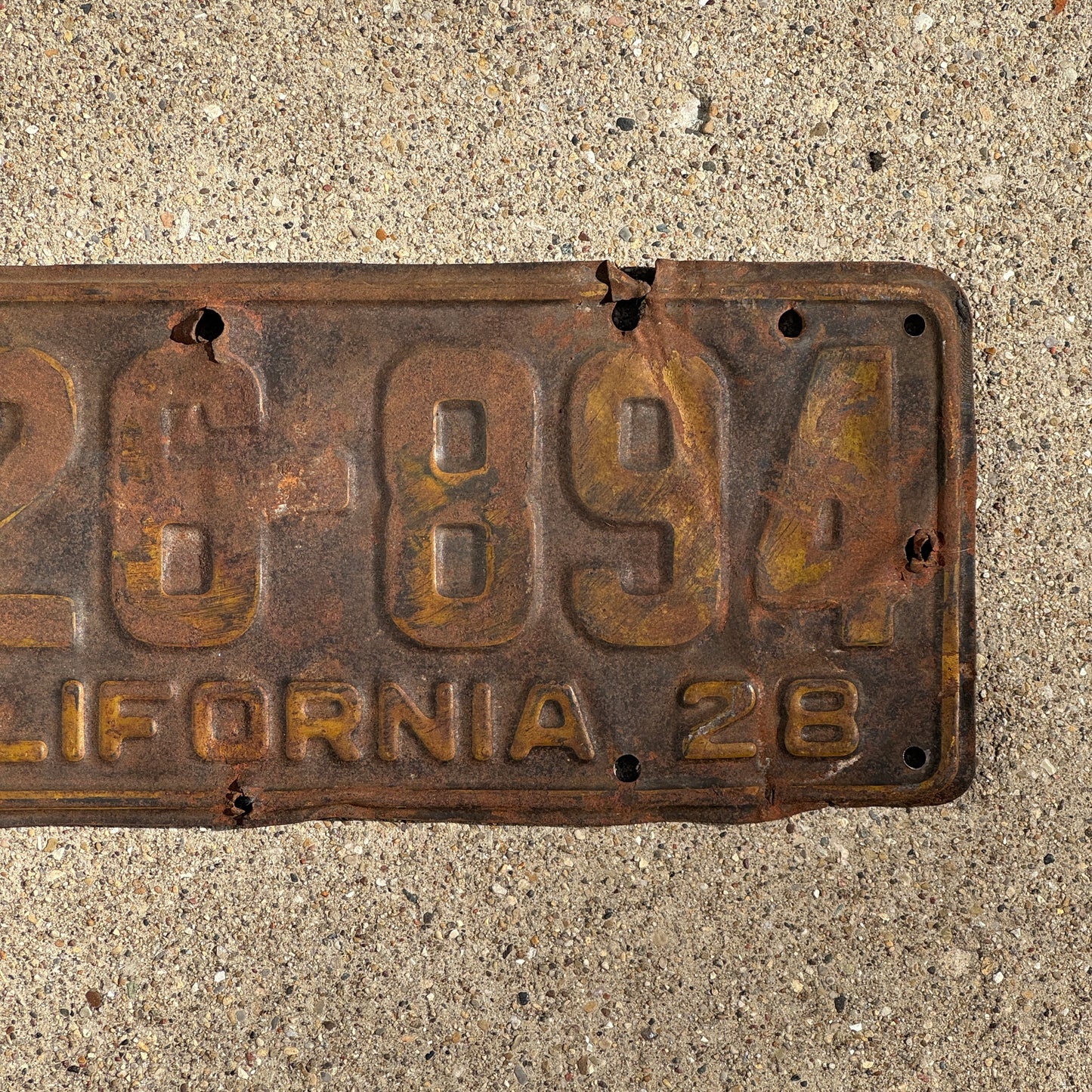 1928 California Commercial License Plate Auto Tag 326 894