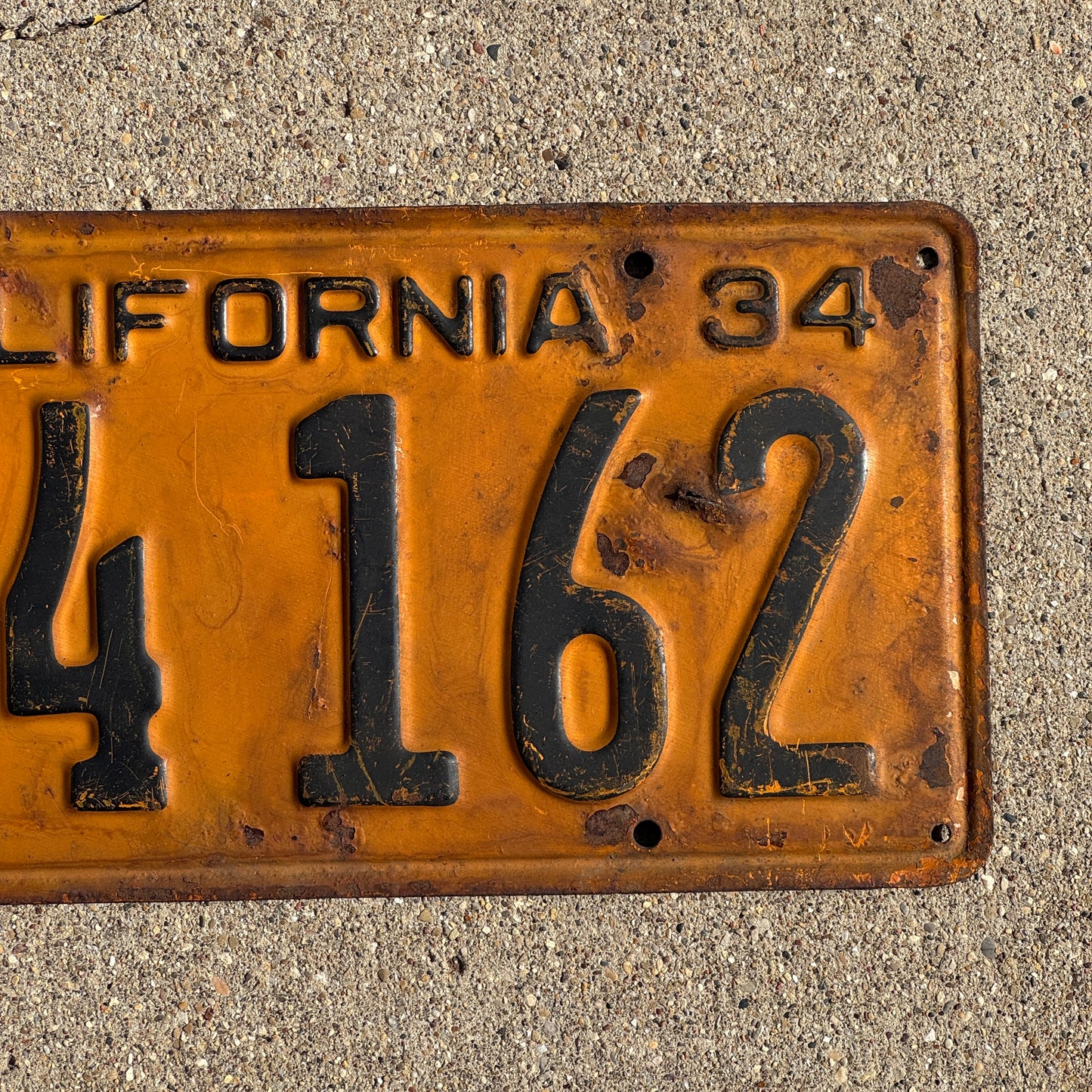1934 California Commercial License Plate Auto Tag SC 94 162