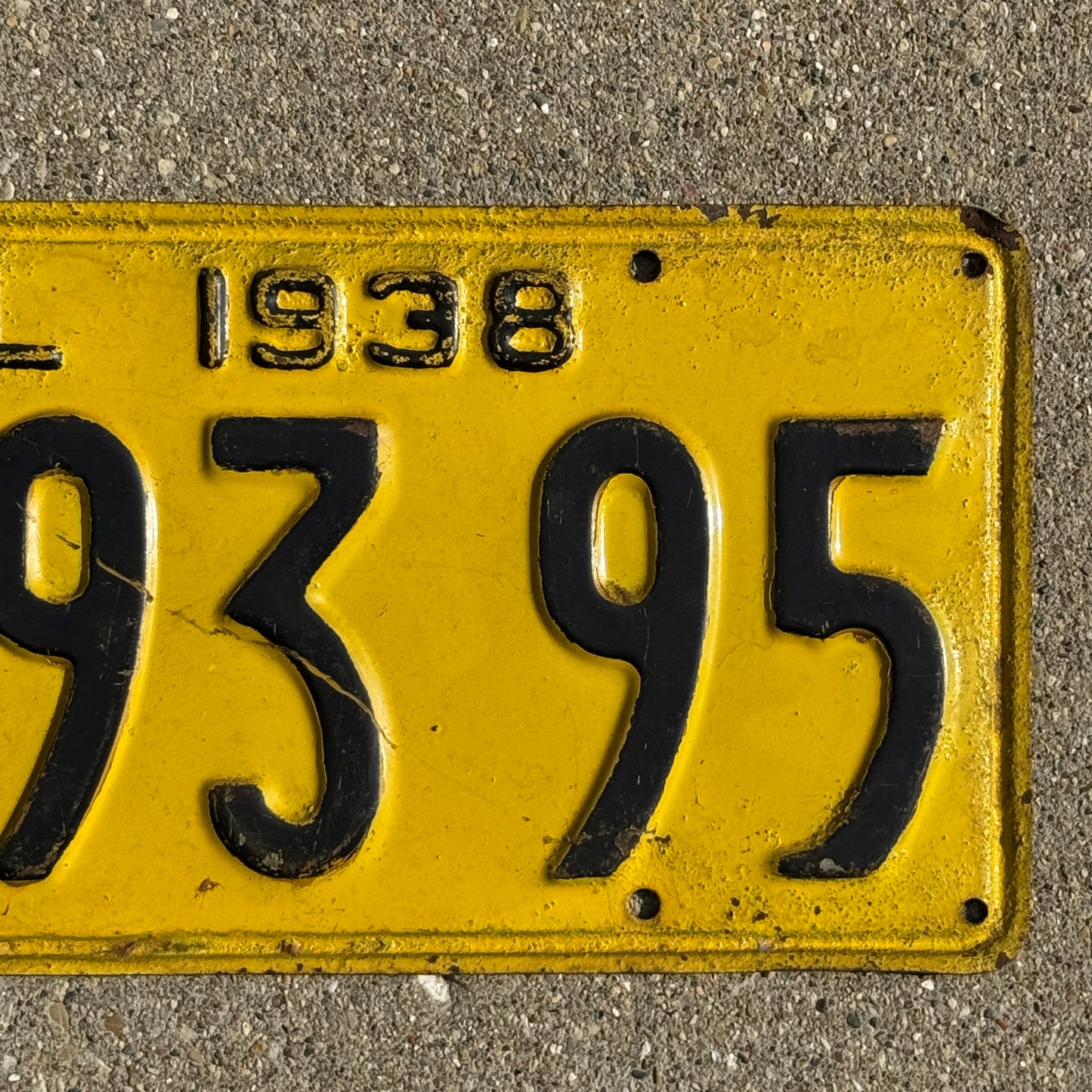 1938 California License Plate Auto Tag 4H 9395