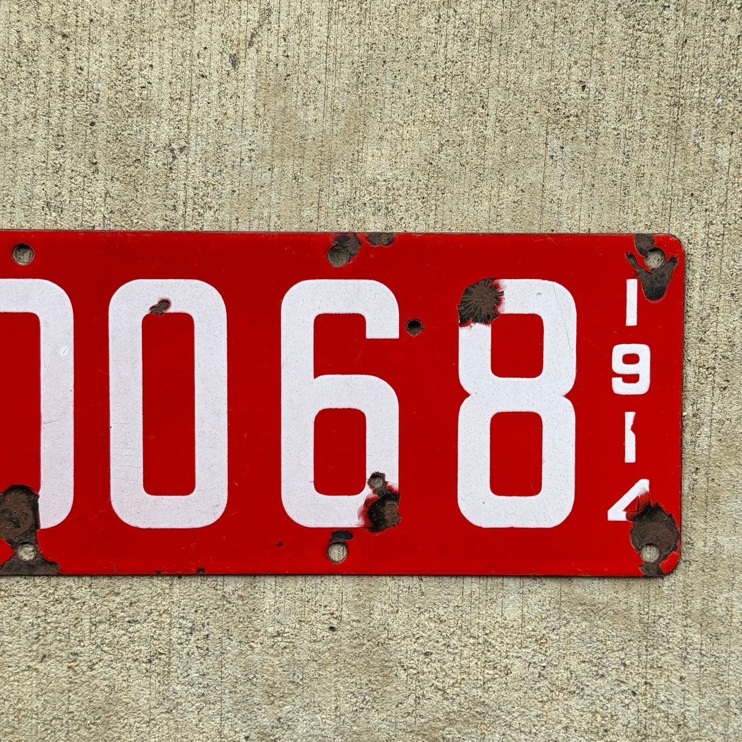 1914 California Porcelain License Plate Auto Tag 30068